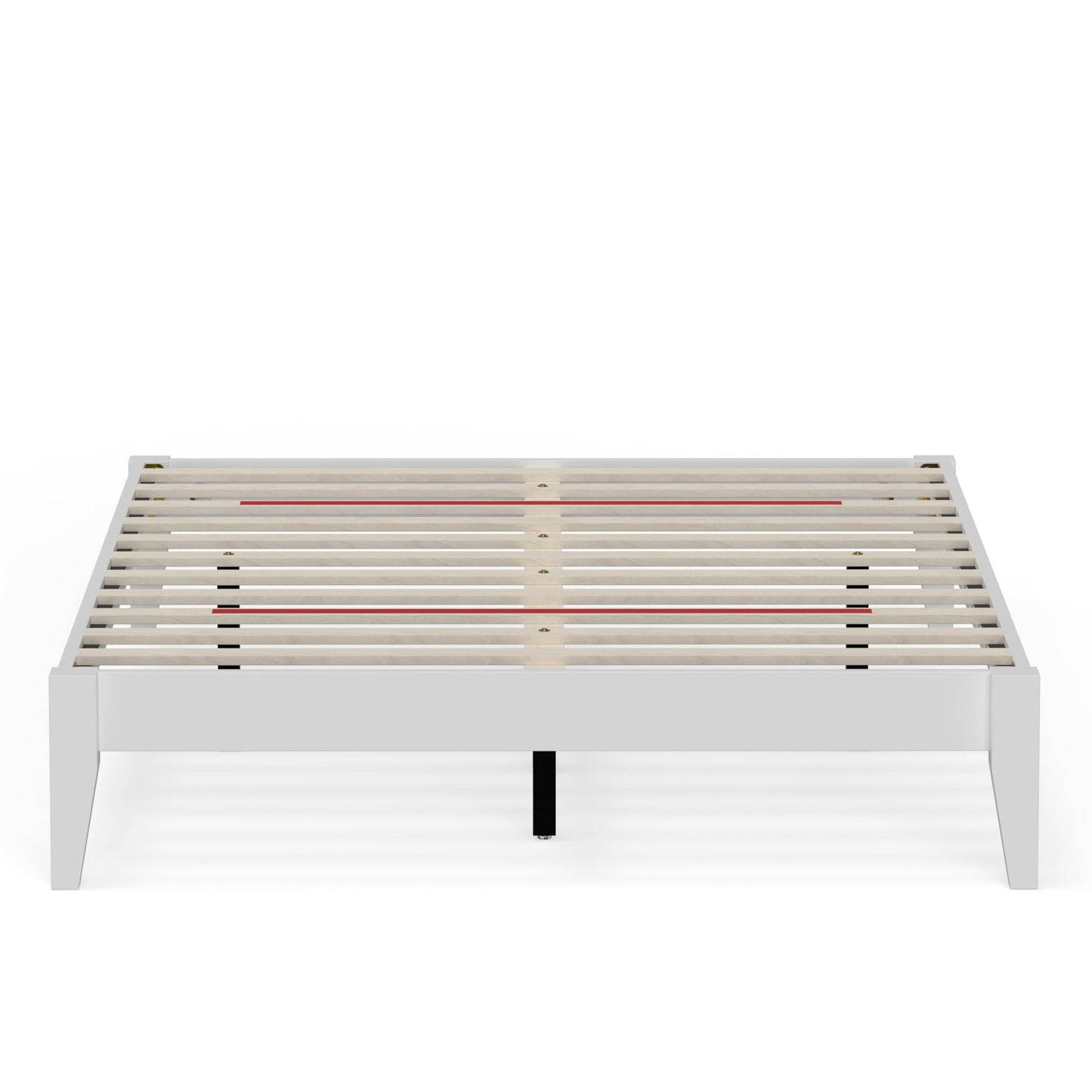 ComfIQ Serene Solid Wood Modern Farmhouse Platform Bed Base without Headboard