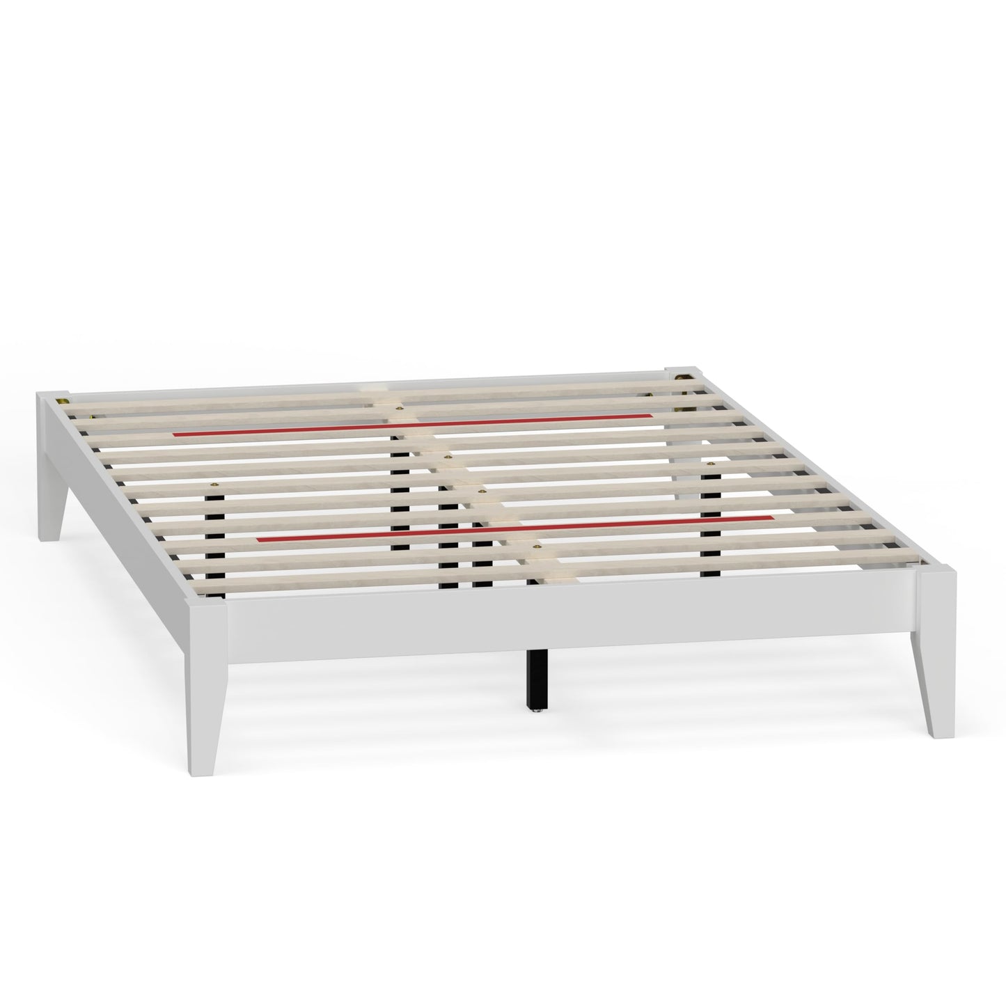 ComfIQ Serene Solid Wood Modern Farmhouse Platform Bed Base without Headboard