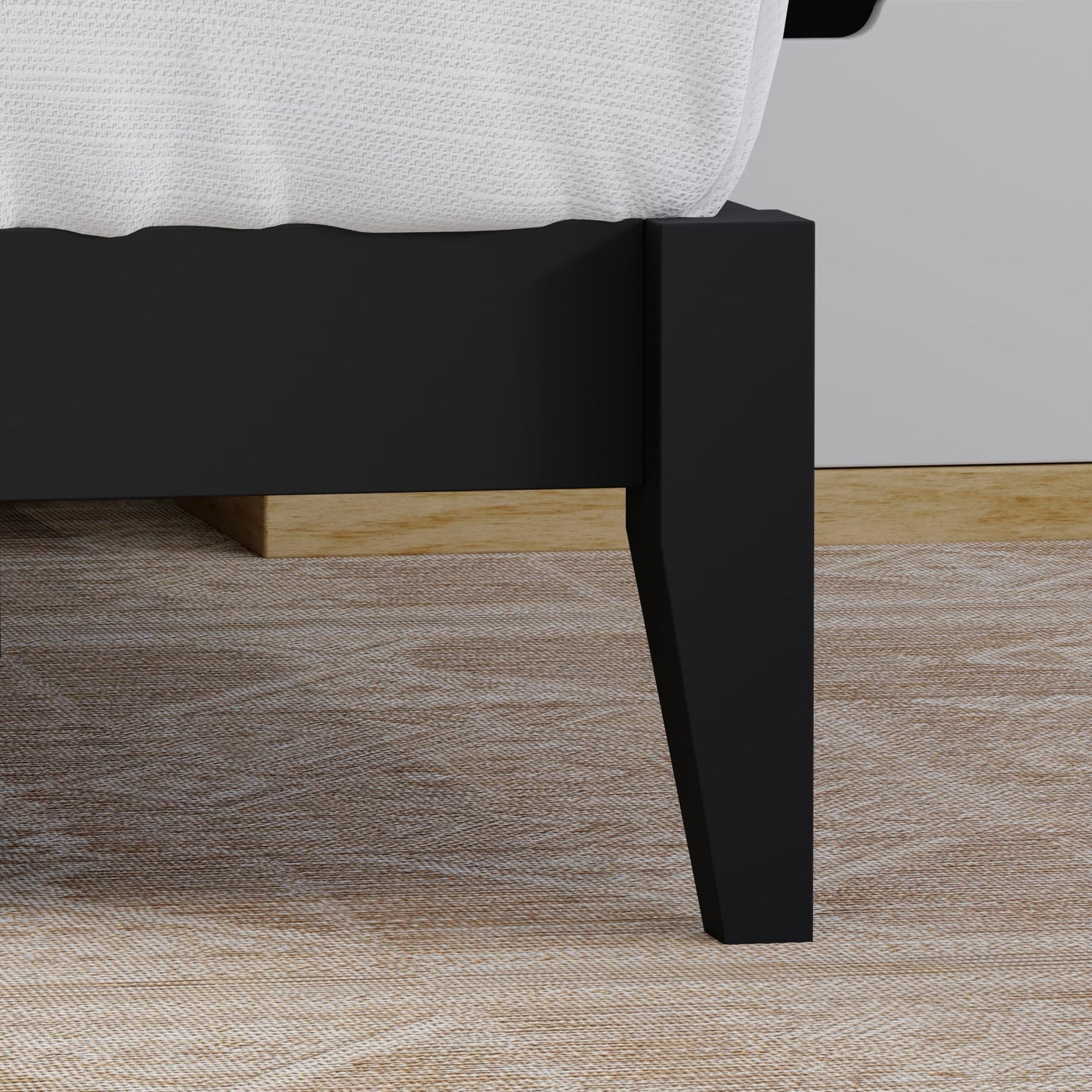 ComfIQ Serene Solid Wood Modern Farmhouse Platform Bed Base without Headboard