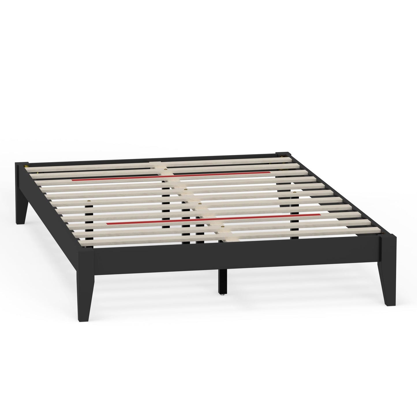 ComfIQ Serene Solid Wood Modern Farmhouse Platform Bed Base without Headboard
