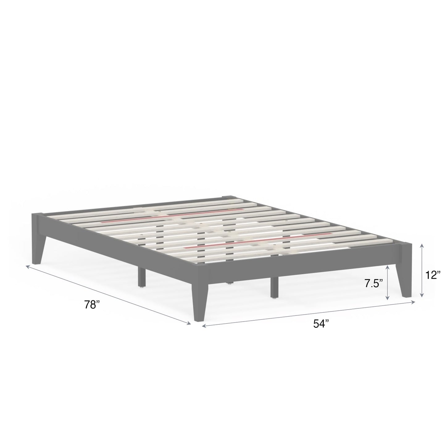 ComfIQ Serene Solid Wood Modern Farmhouse Platform Bed Base without Headboard