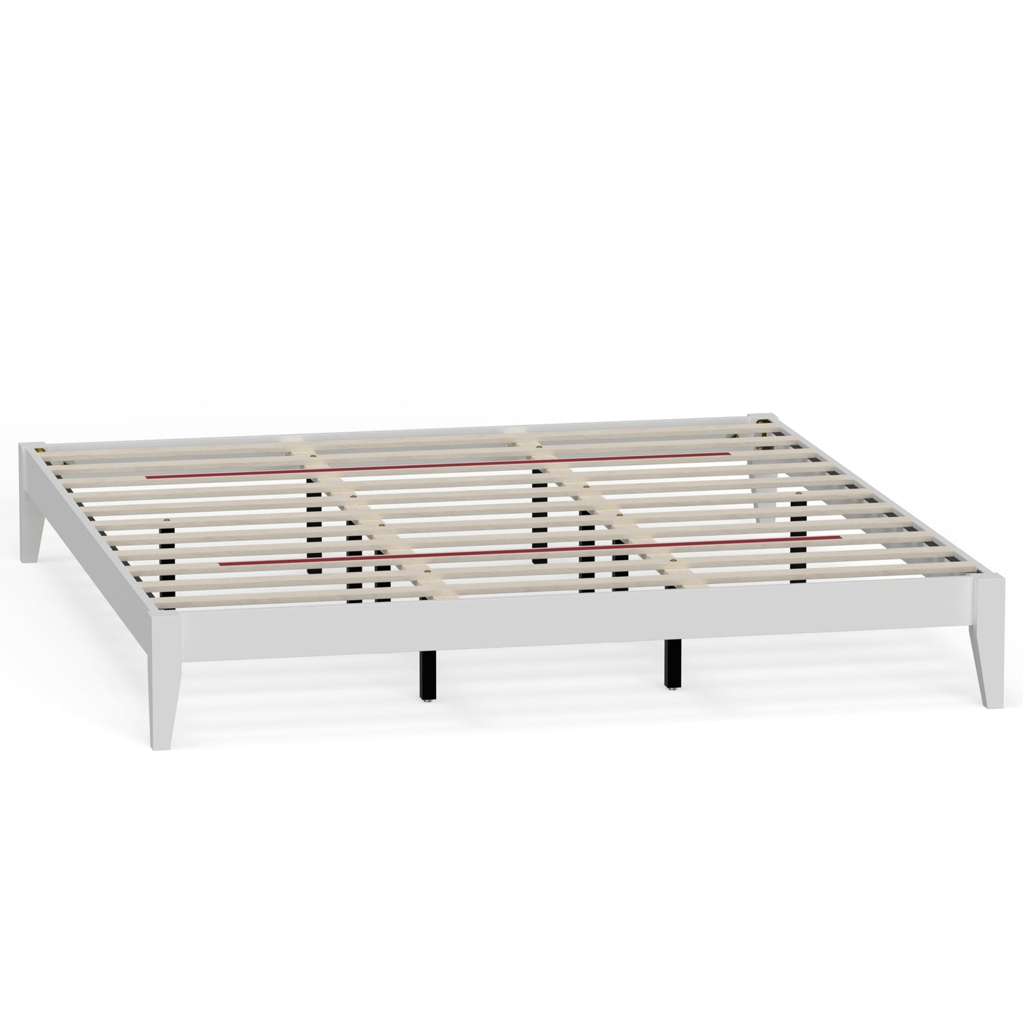 ComfIQ Serene Solid Wood Modern Farmhouse Platform Bed Base without Headboard