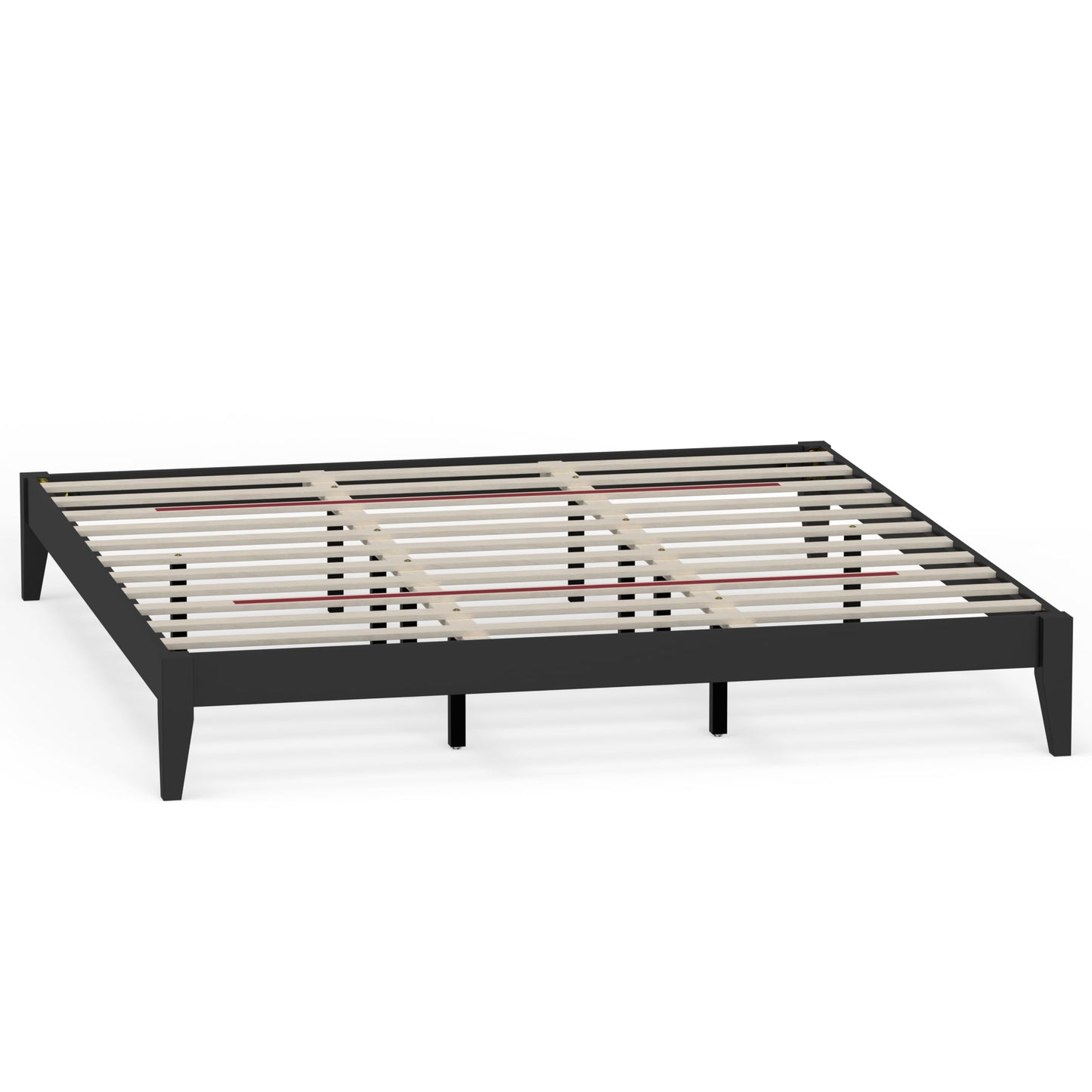 ComfIQ Serene Solid Wood Modern Farmhouse Platform Bed Base without Headboard