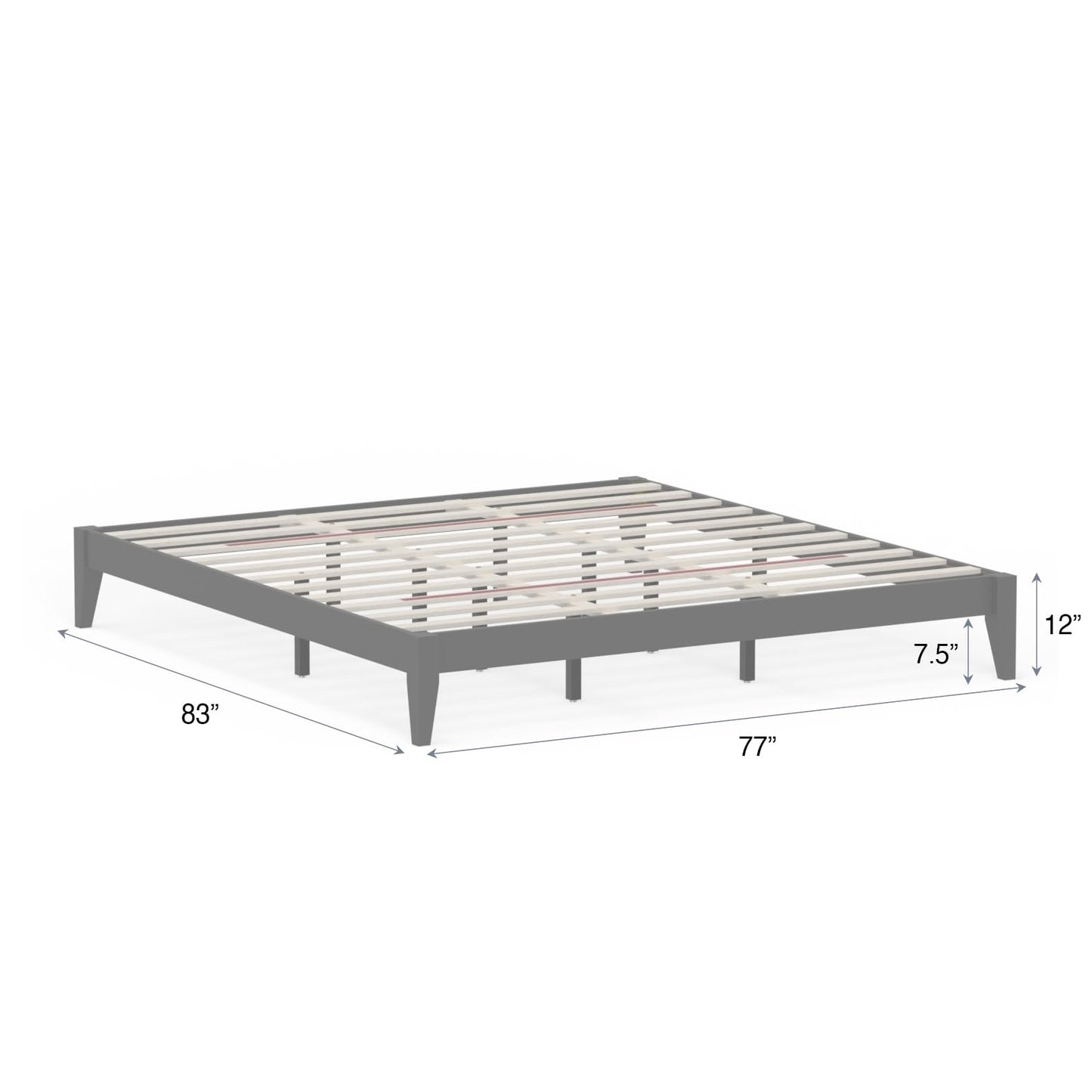 ComfIQ Serene Solid Wood Modern Farmhouse Platform Bed Base without Headboard