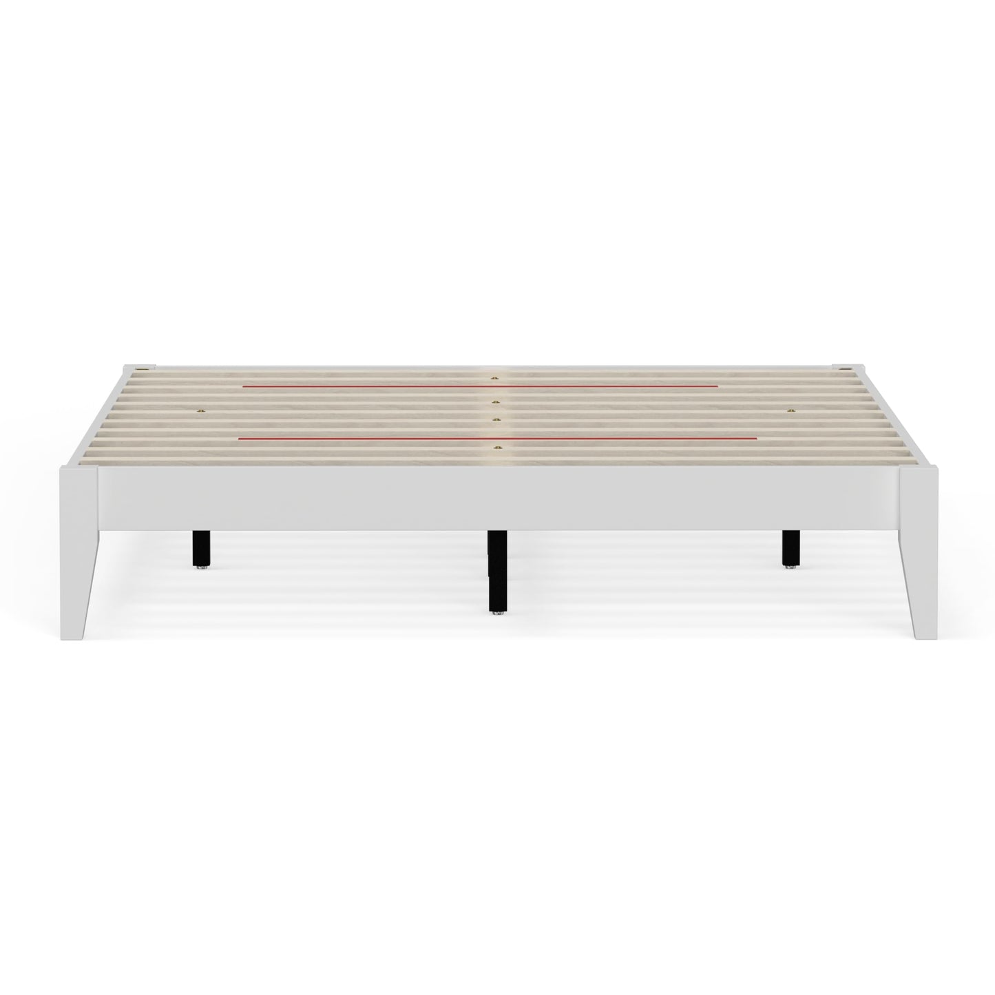 ComfIQ Serene Solid Wood Modern Farmhouse Platform Bed Base without Headboard