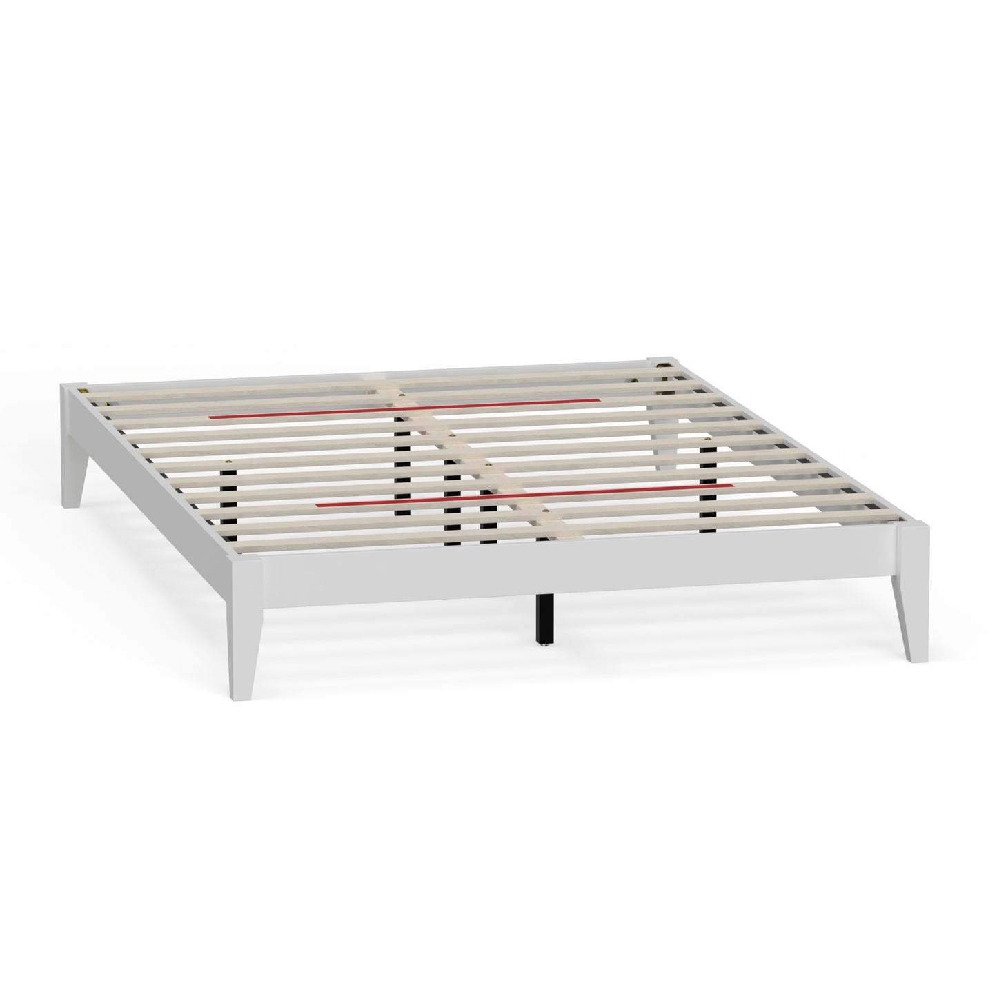 ComfIQ Serene Solid Wood Modern Farmhouse Platform Bed Base without Headboard