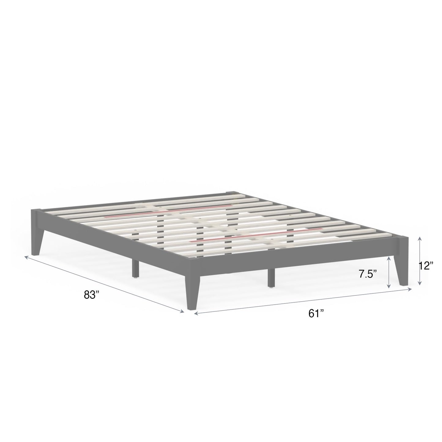 ComfIQ Serene Solid Wood Modern Farmhouse Platform Bed Base without Headboard