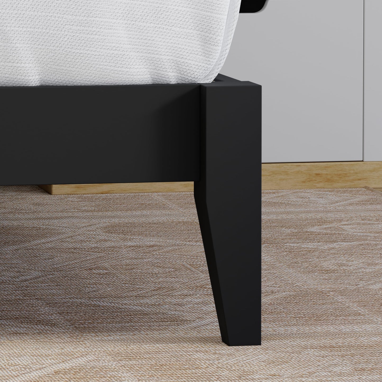 ComfIQ Serene Solid Wood Modern Farmhouse Platform Bed Base without Headboard