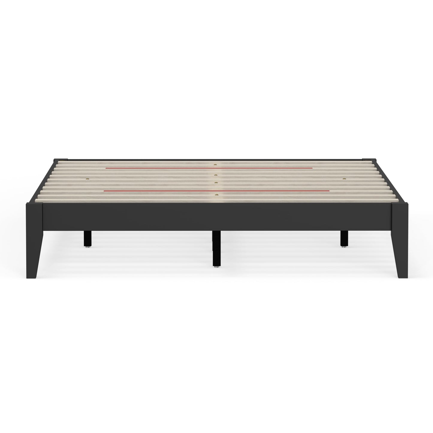 ComfIQ Serene Solid Wood Modern Farmhouse Platform Bed Base without Headboard