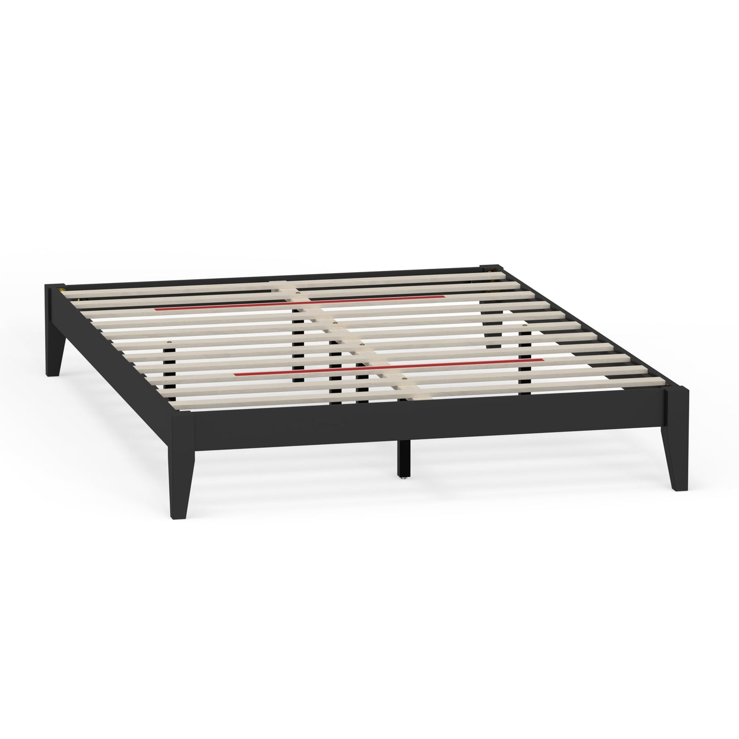 ComfIQ Serene Solid Wood Modern Farmhouse Platform Bed Base without Headboard