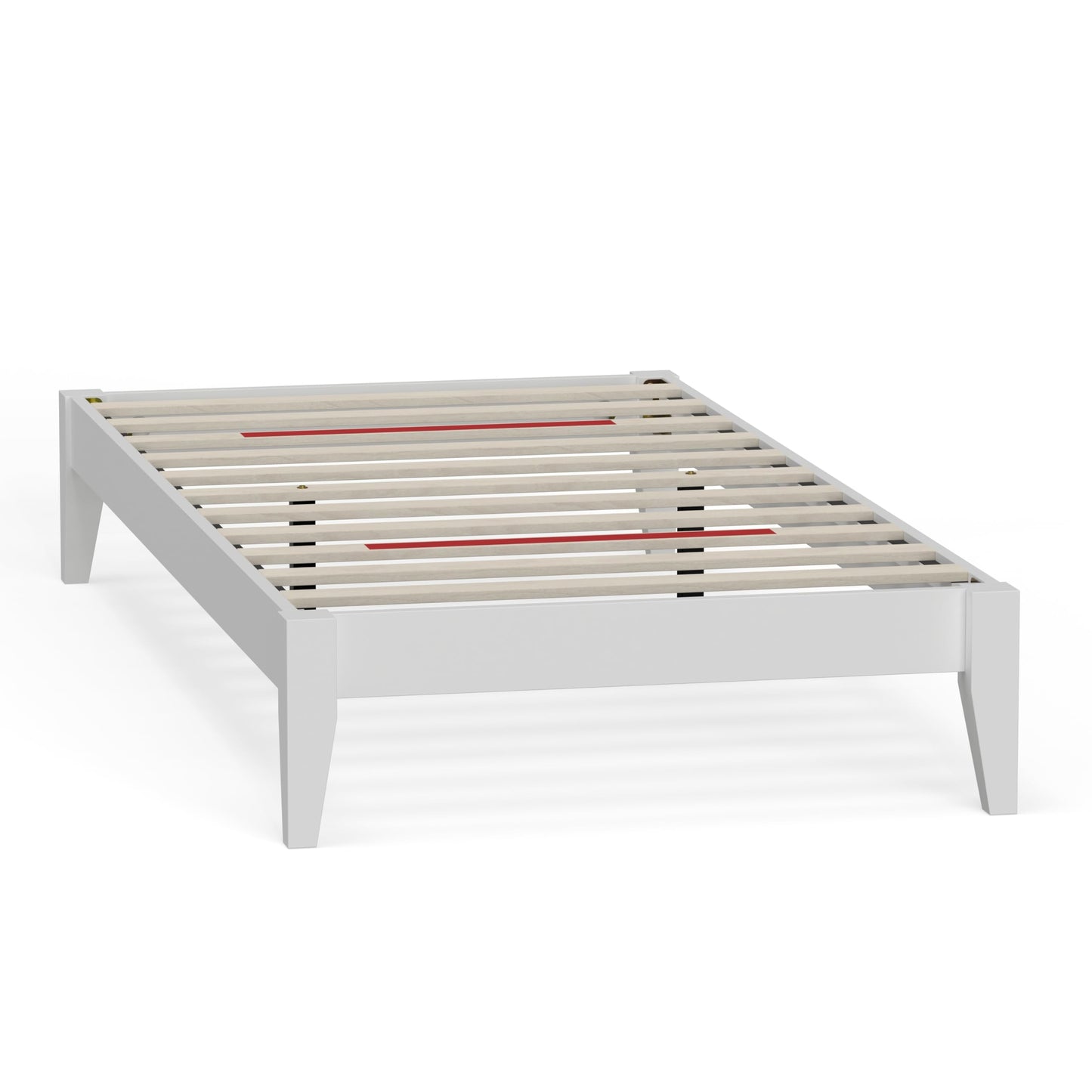 ComfIQ Serene Solid Wood Modern Farmhouse Platform Bed Base without Headboard