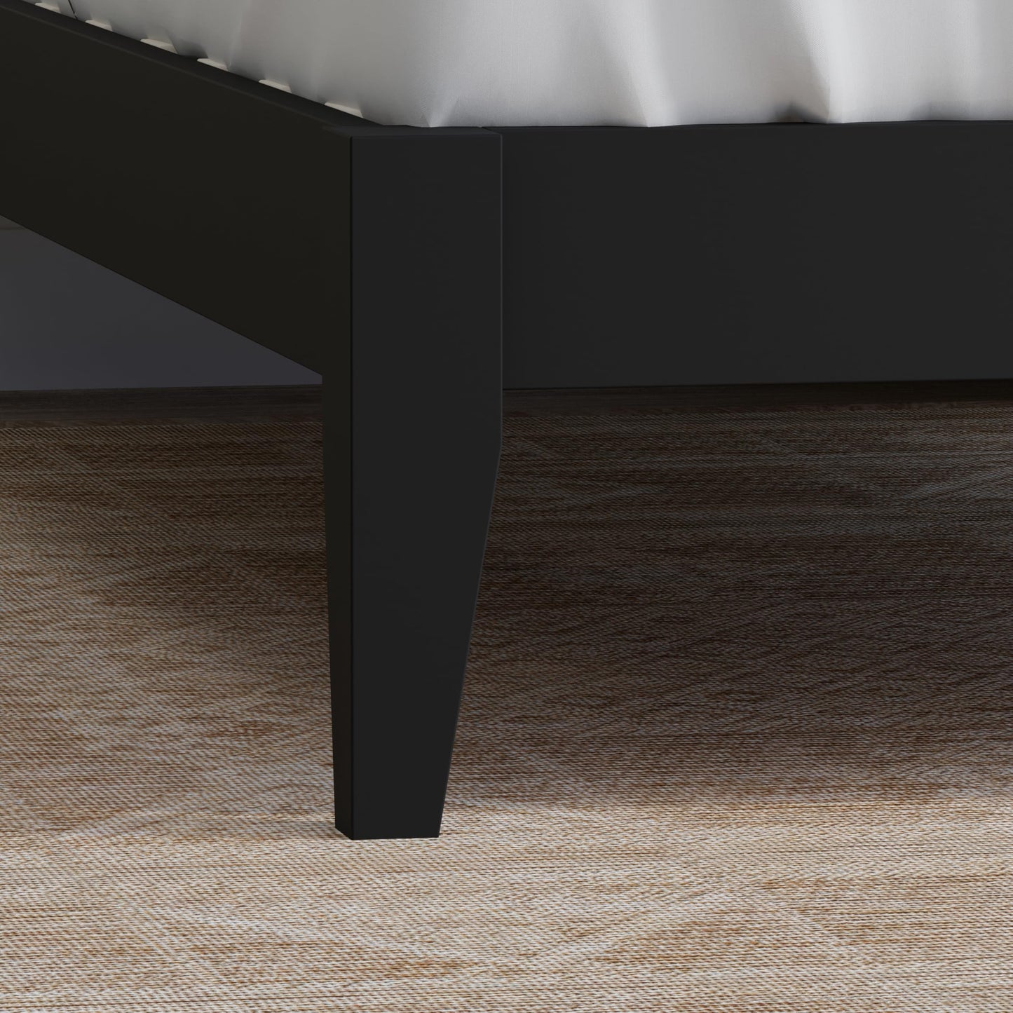 ComfIQ Serene Solid Wood Modern Farmhouse Platform Bed Base without Headboard