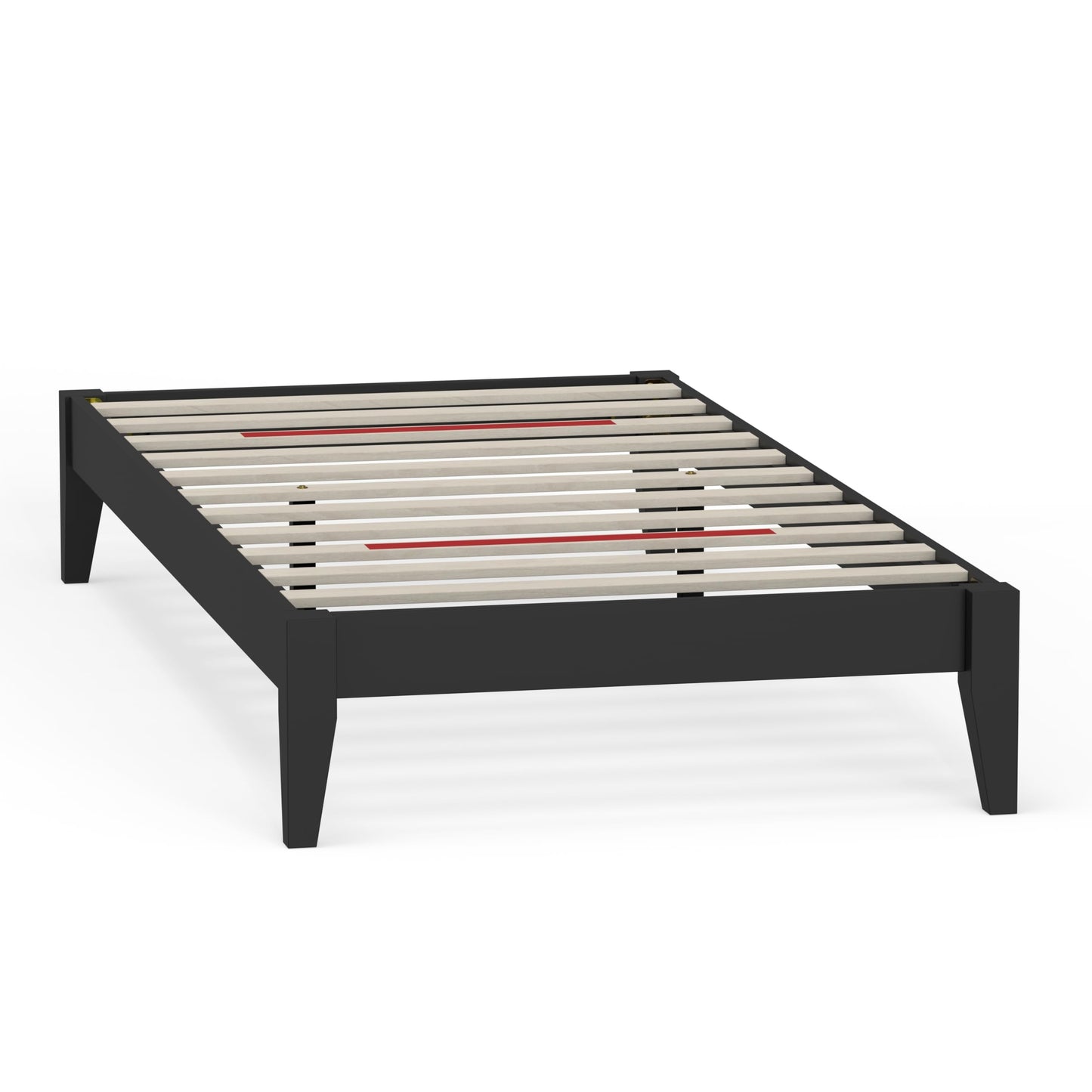 ComfIQ Serene Solid Wood Modern Farmhouse Platform Bed Base without Headboard