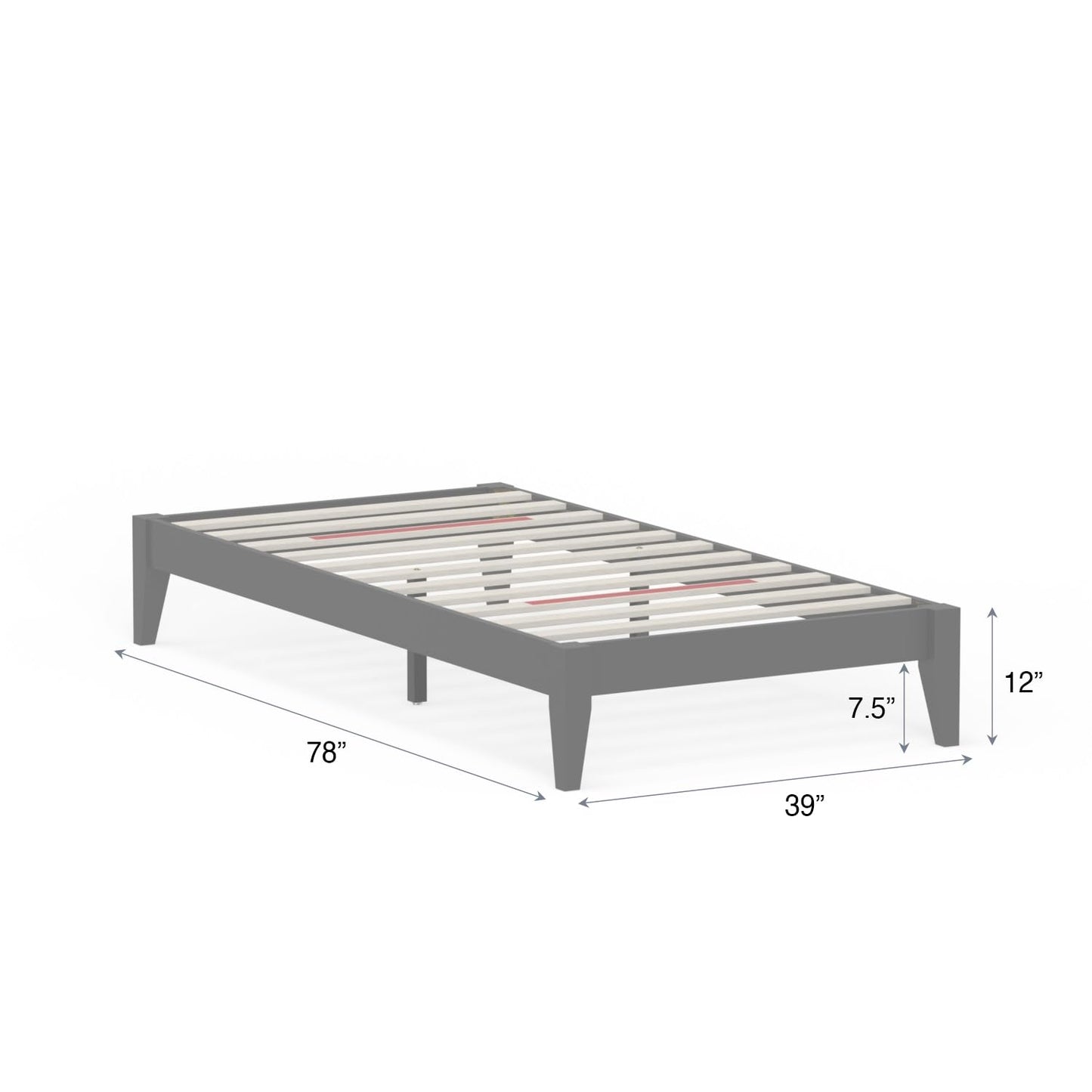 ComfIQ Serene Solid Wood Modern Farmhouse Platform Bed Base without Headboard