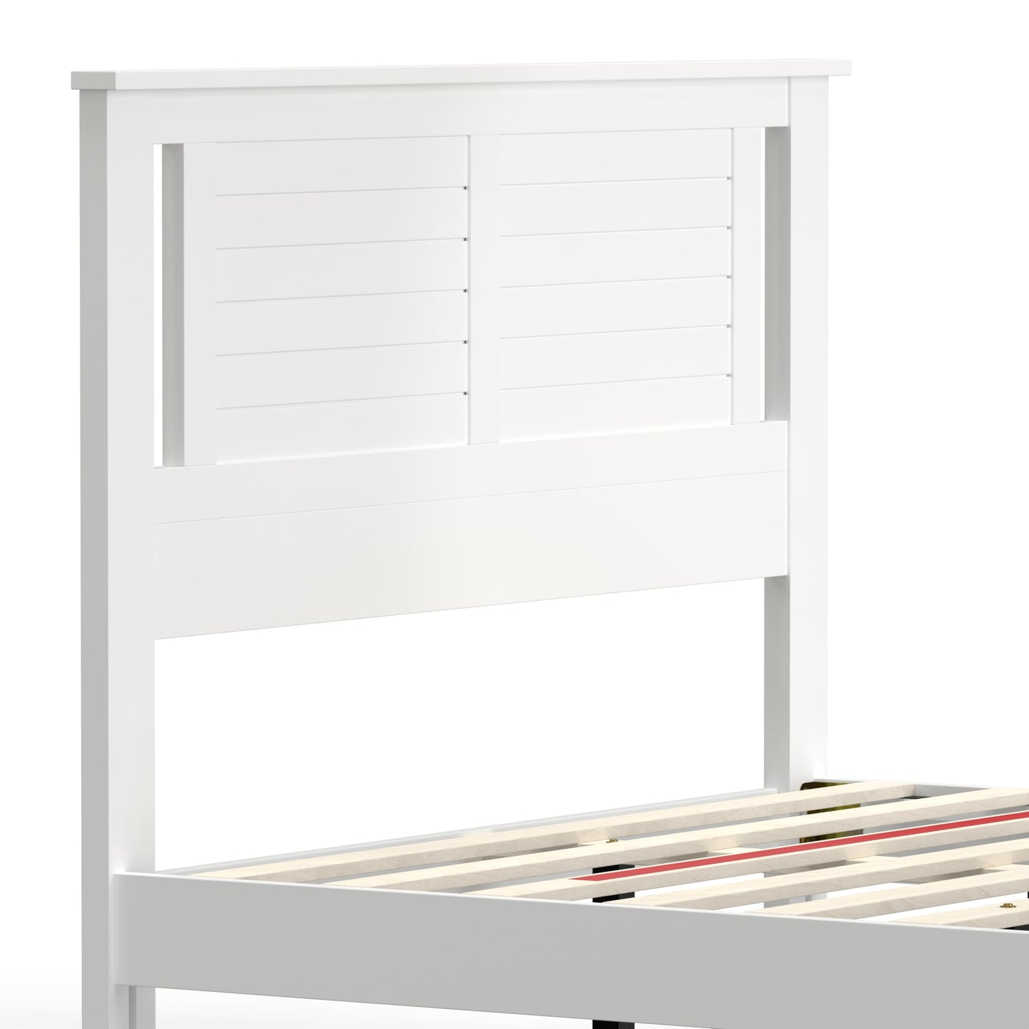 ComfIQ Serene Solid Wood Modern Farmhouse Platform Bed with Horizontal Scoring Headboard