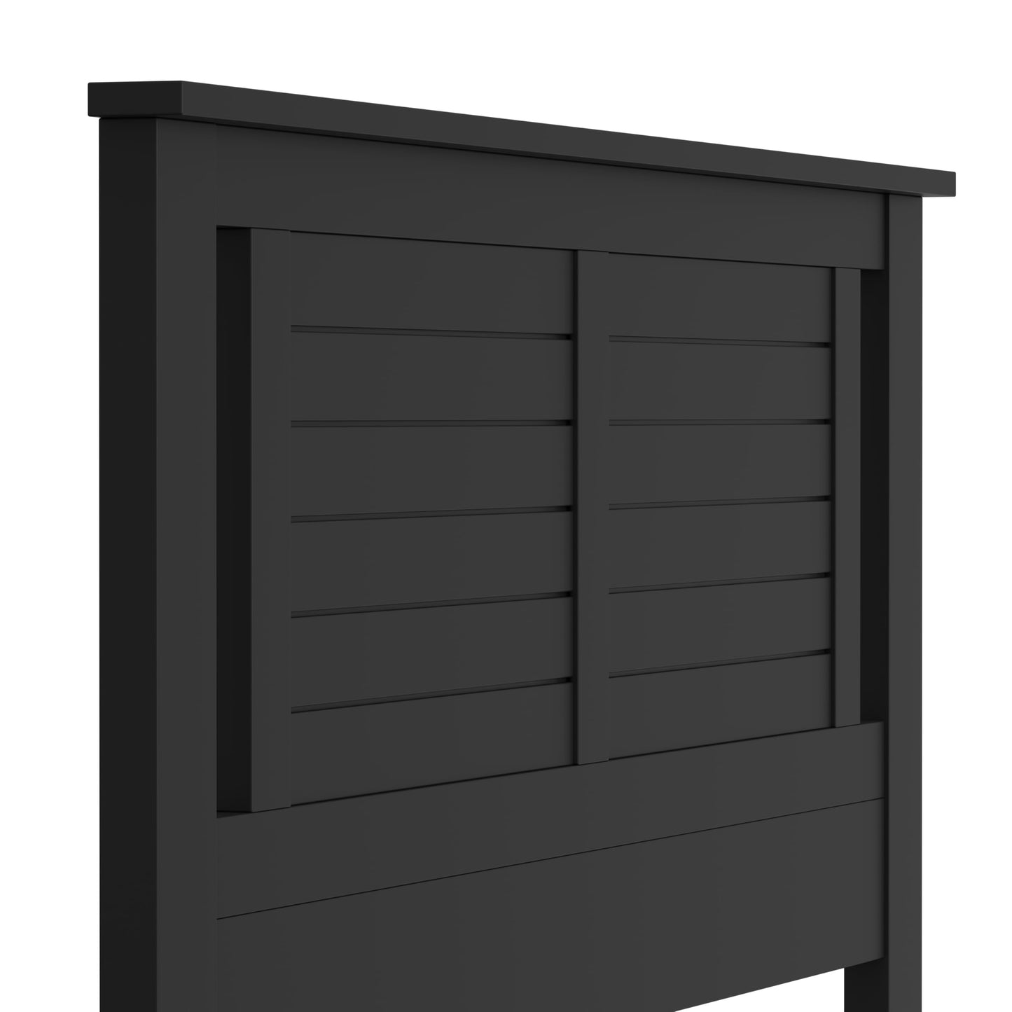ComfIQ Serene Solid Wood Modern Farmhouse Platform Bed with Horizontal Scoring Headboard