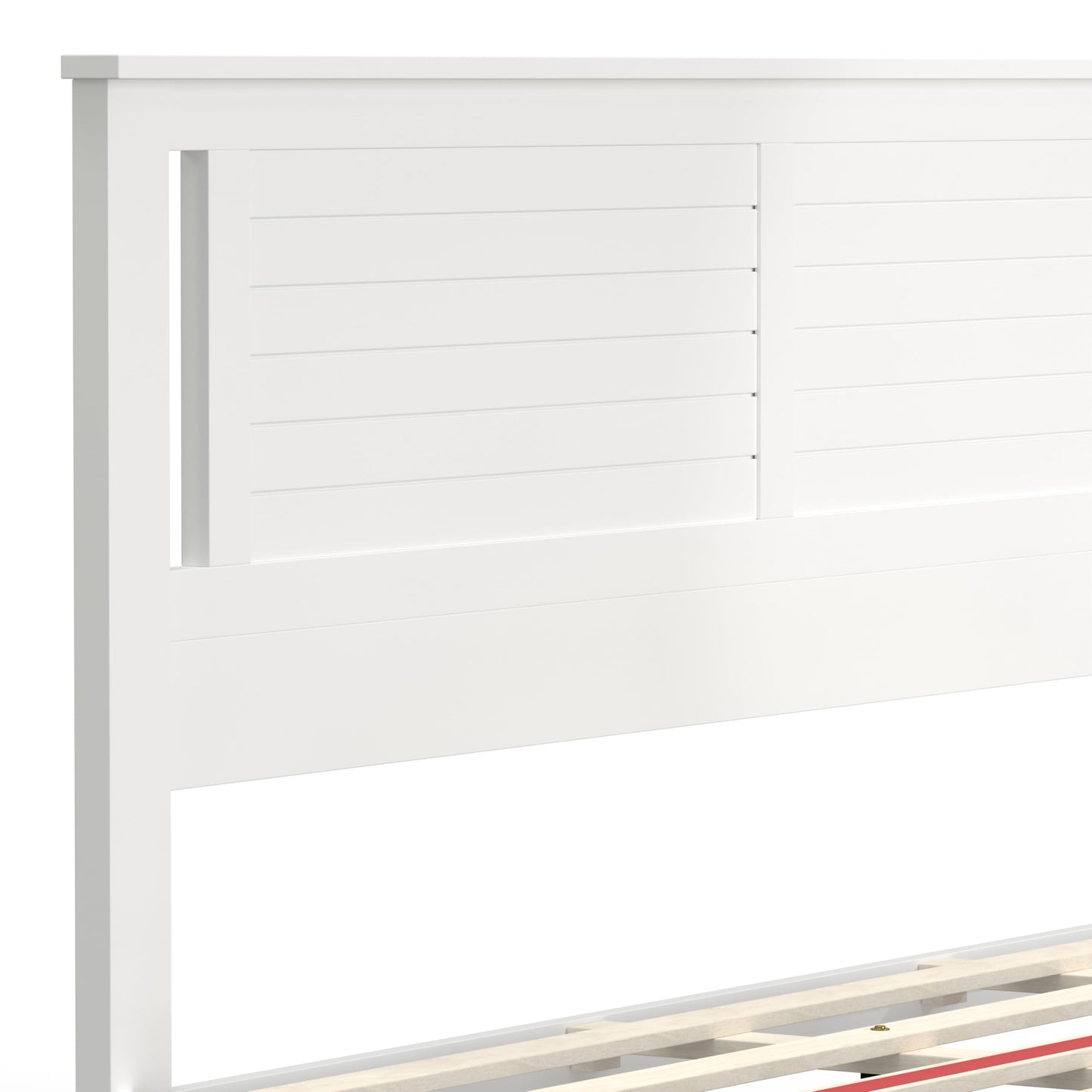 ComfIQ Serene Solid Wood Modern Farmhouse Platform Bed with Horizontal Scoring Headboard