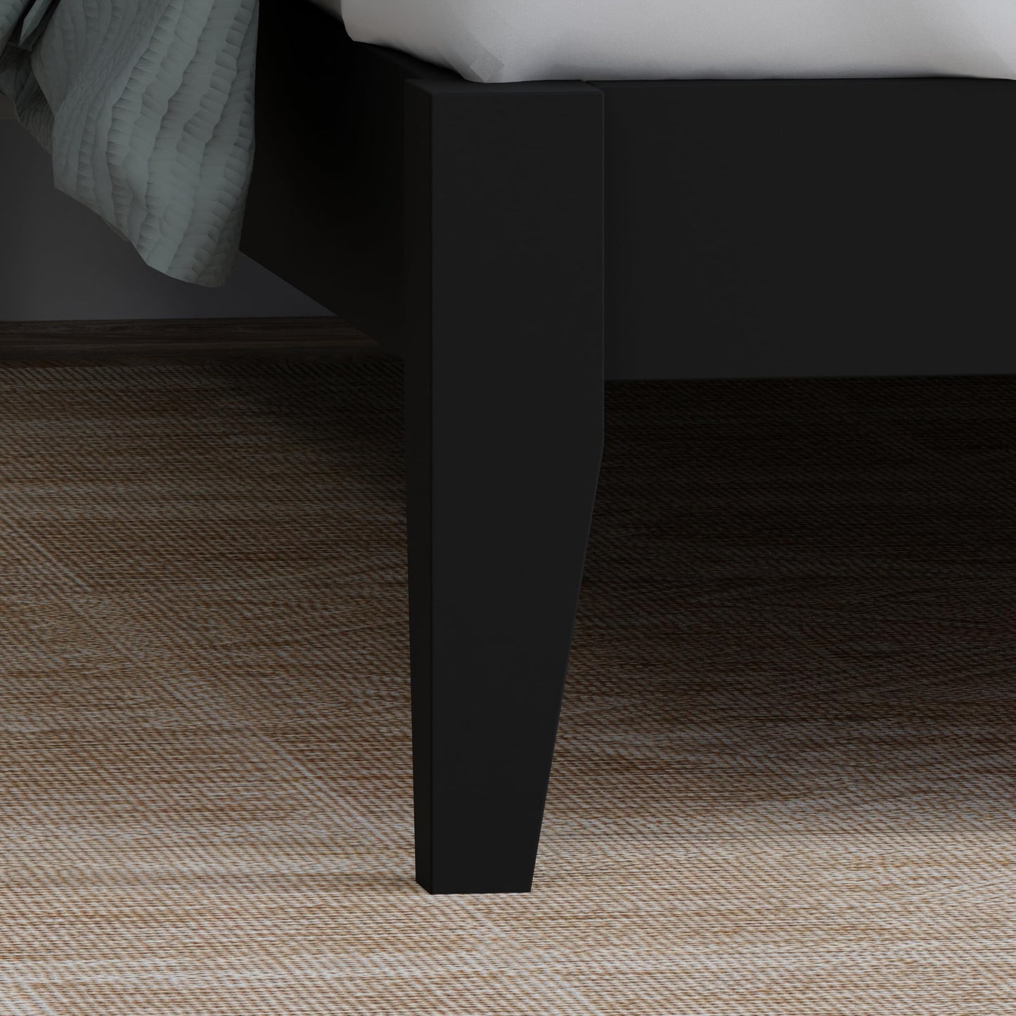 ComfIQ Serene Solid Wood Modern Farmhouse Platform Bed with Horizontal Scoring Headboard