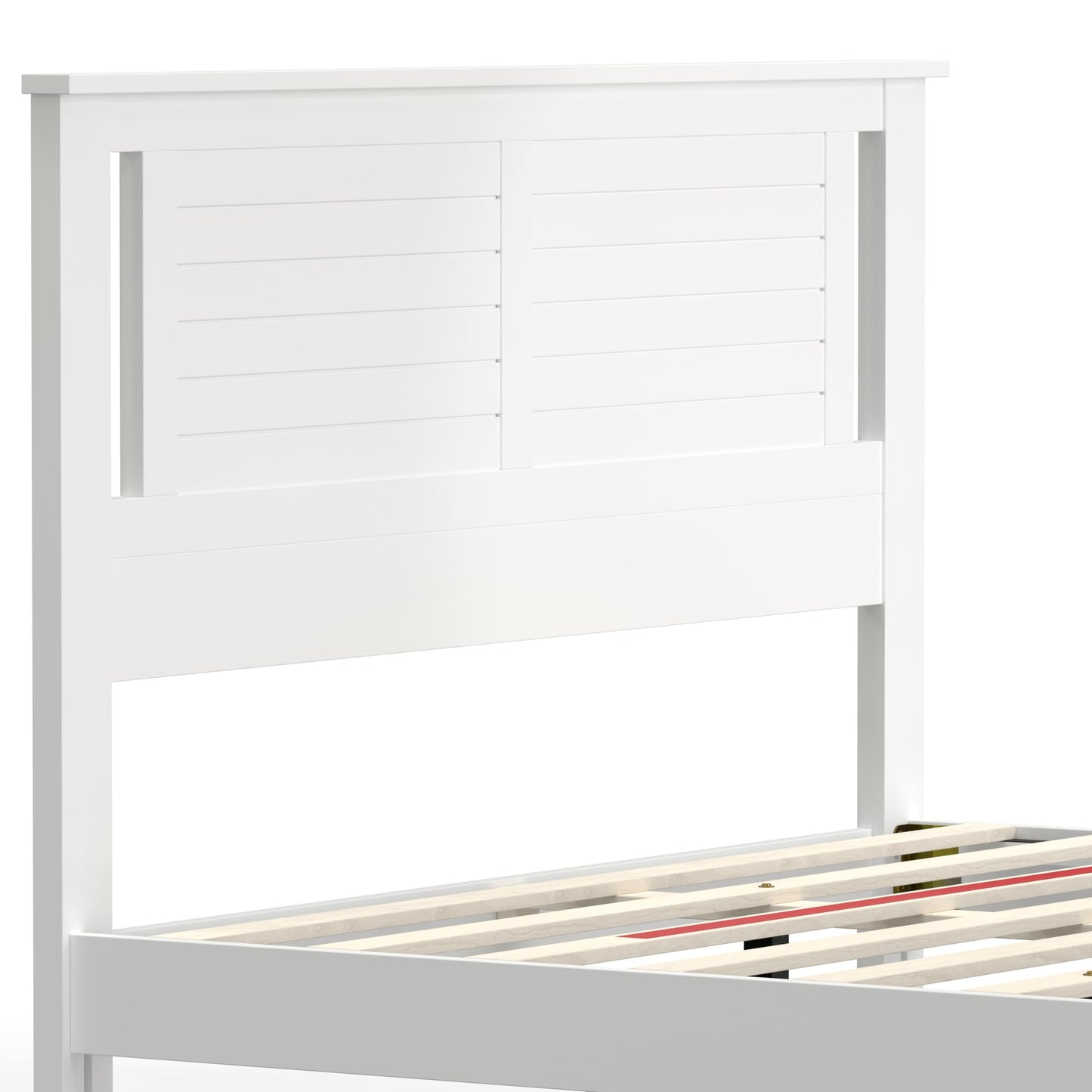 ComfIQ Serene Solid Wood Modern Farmhouse Platform Bed with Horizontal Scoring Headboard