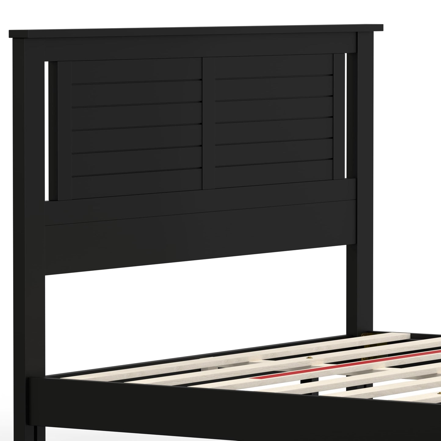 ComfIQ Serene Solid Wood Modern Farmhouse Platform Bed with Horizontal Scoring Headboard