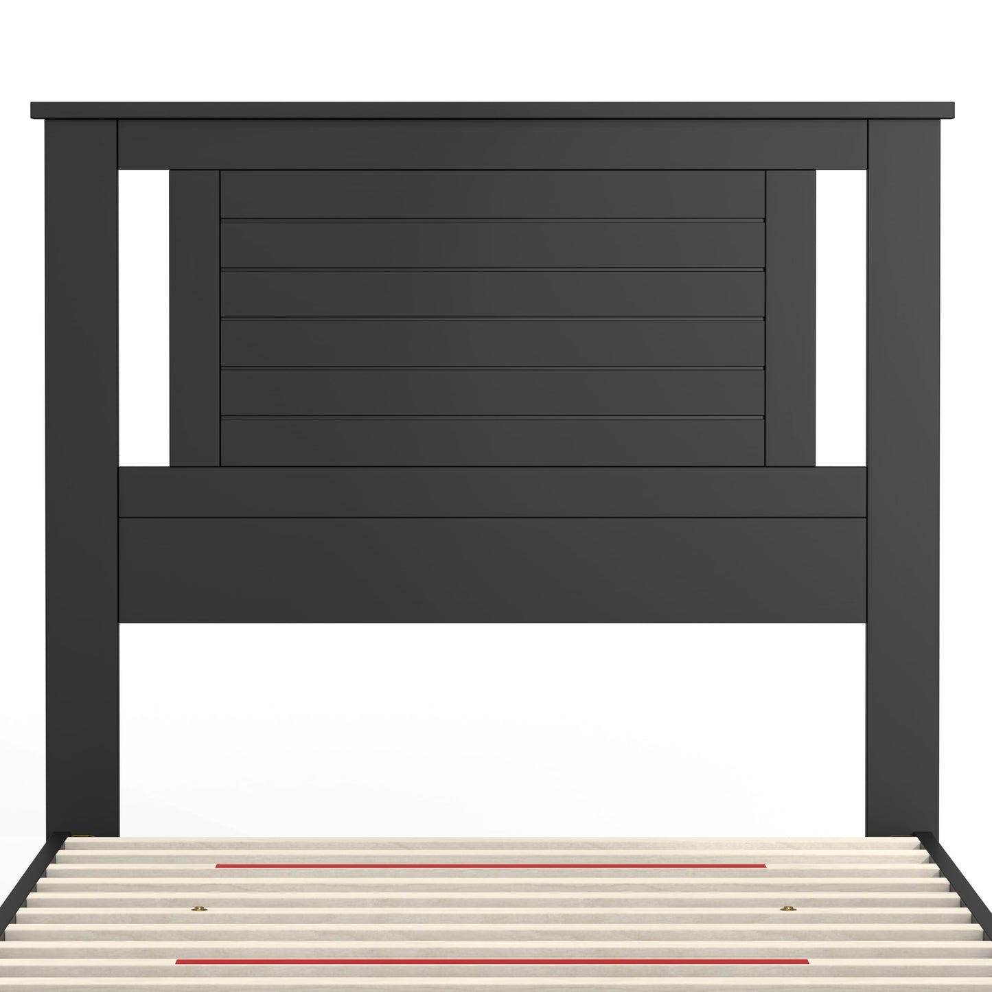 ComfIQ Serene Solid Wood Modern Farmhouse Platform Bed with Horizontal Scoring Headboard