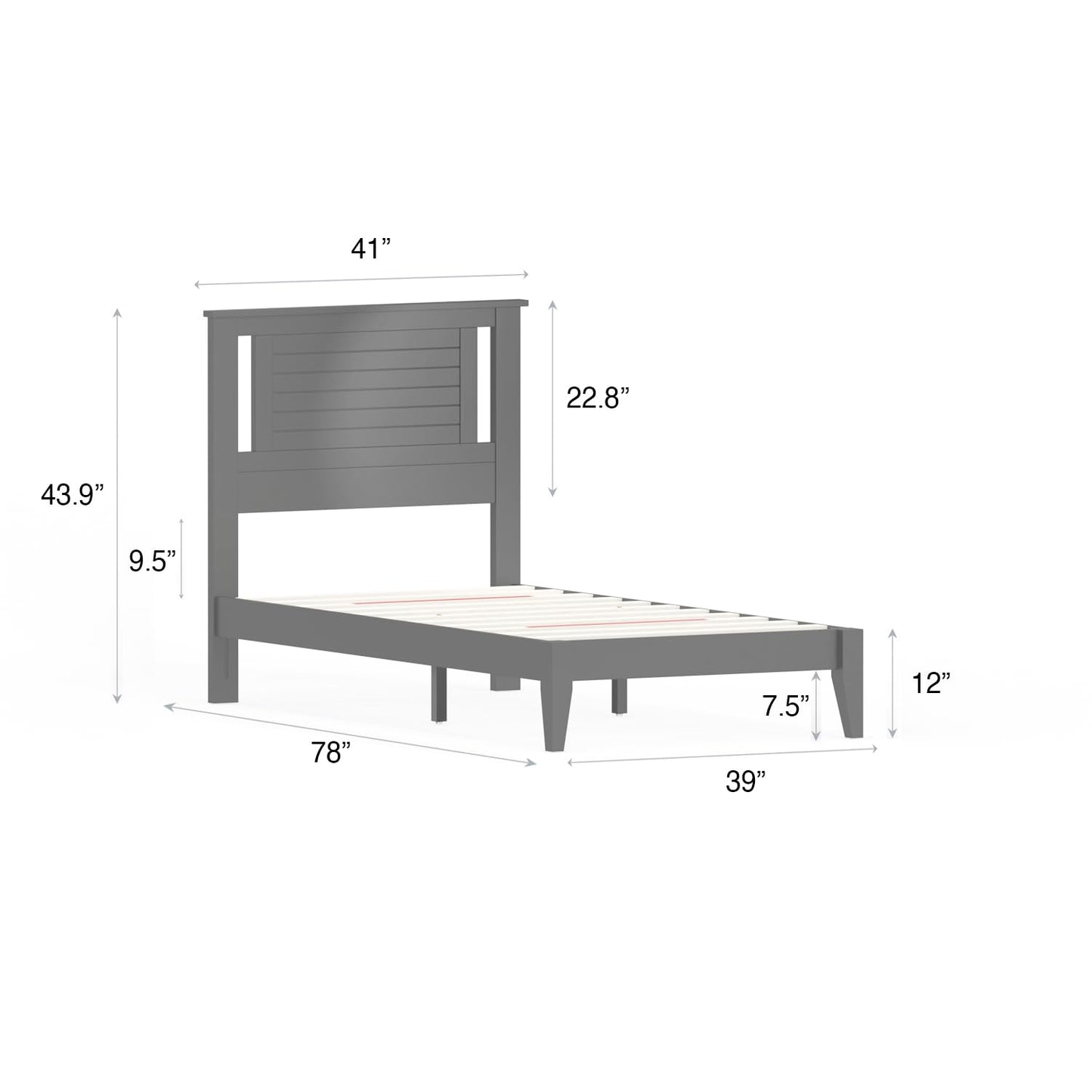 ComfIQ Serene Solid Wood Modern Farmhouse Platform Bed with Horizontal Scoring Headboard