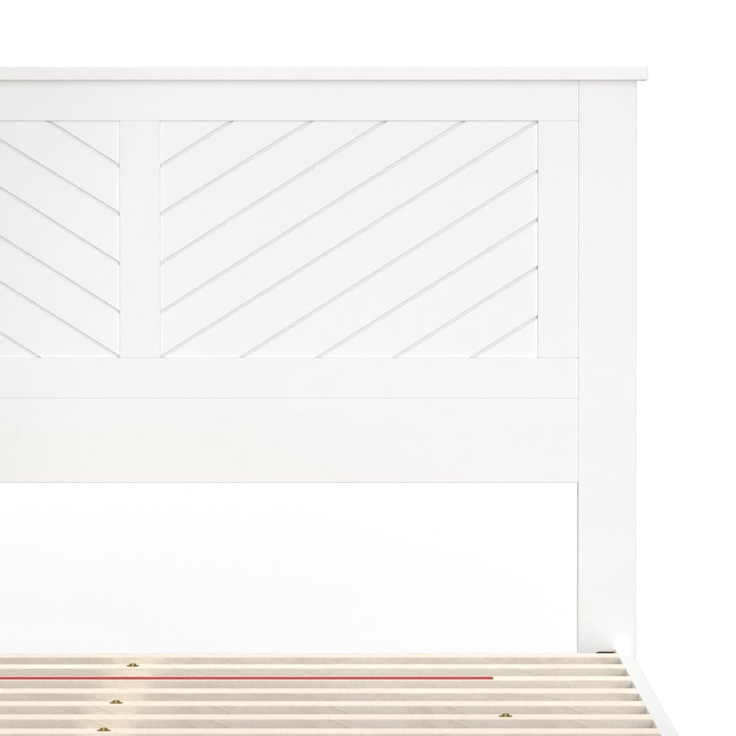 ComfIQ Serene Solid Wood Modern Farmhouse Platform Bed with Chevron Scoring Headboard