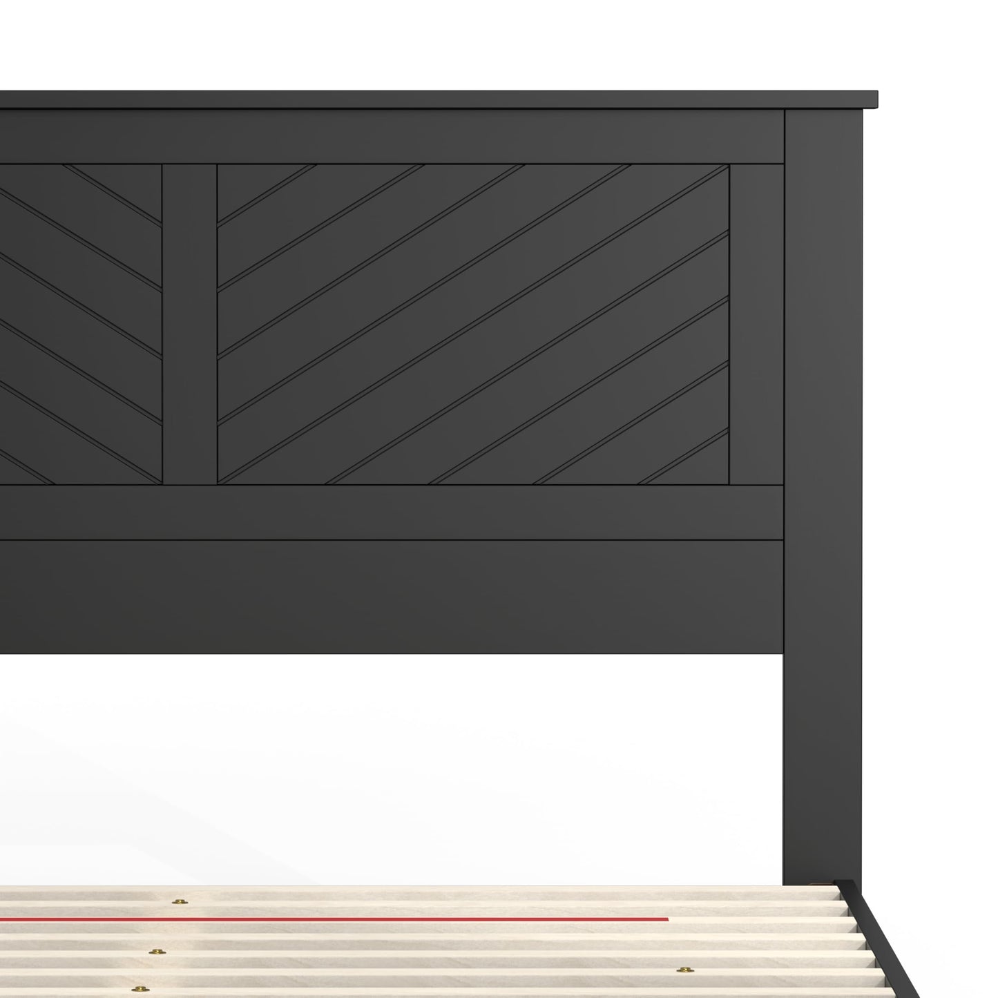 ComfIQ Serene Solid Wood Modern Farmhouse Platform Bed with Chevron Scoring Headboard