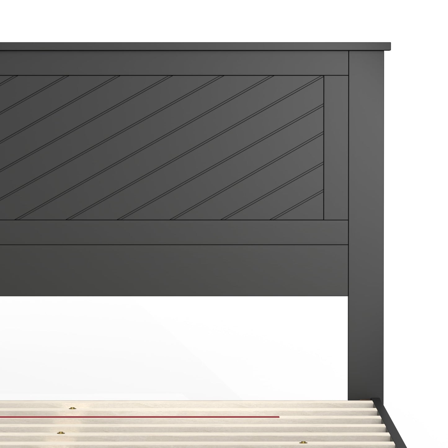 ComfIQ Serene Solid Wood Modern Farmhouse Platform Bed with Chevron Scoring Headboard