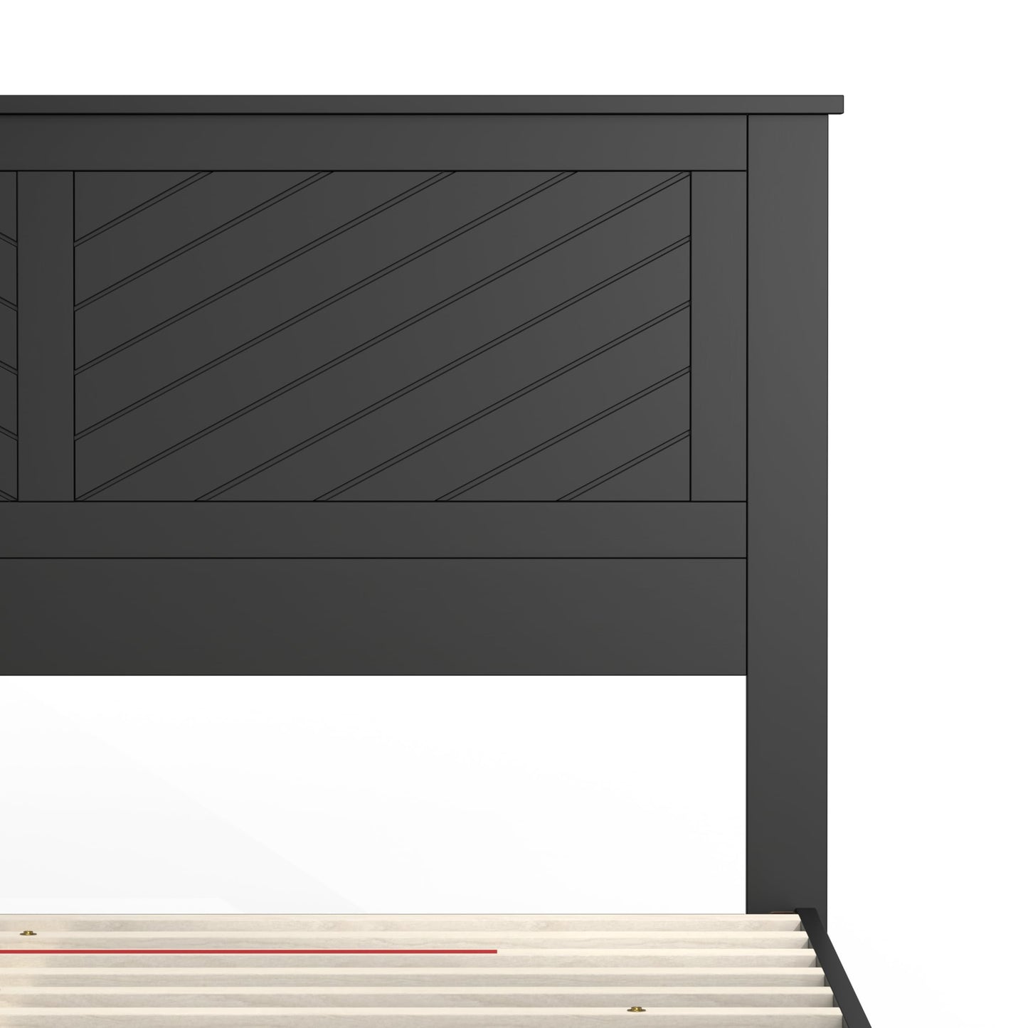 ComfIQ Serene Solid Wood Modern Farmhouse Platform Bed with Chevron Scoring Headboard