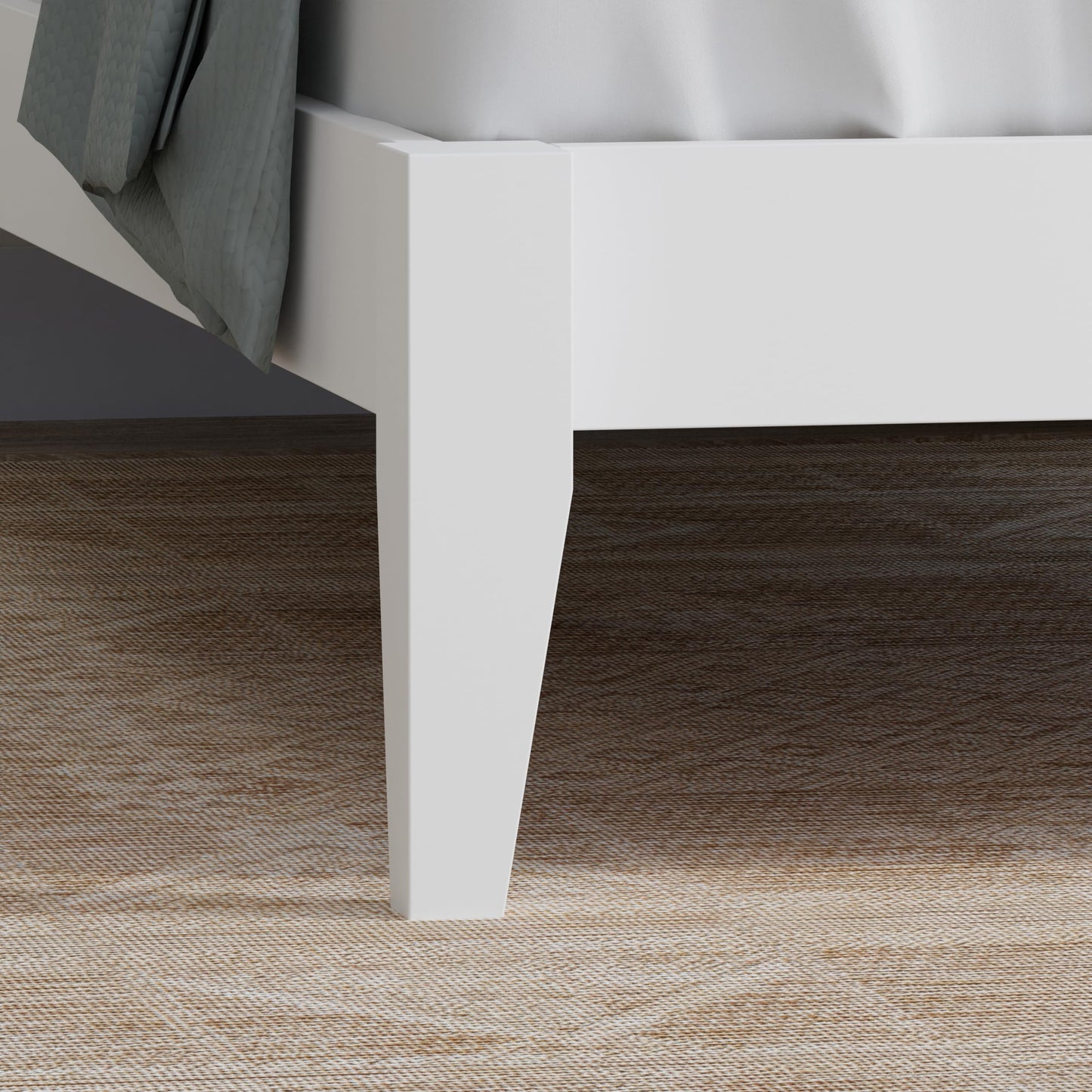 ComfIQ Serene Solid Wood Modern Farmhouse Platform Bed with Chevron Scoring Headboard