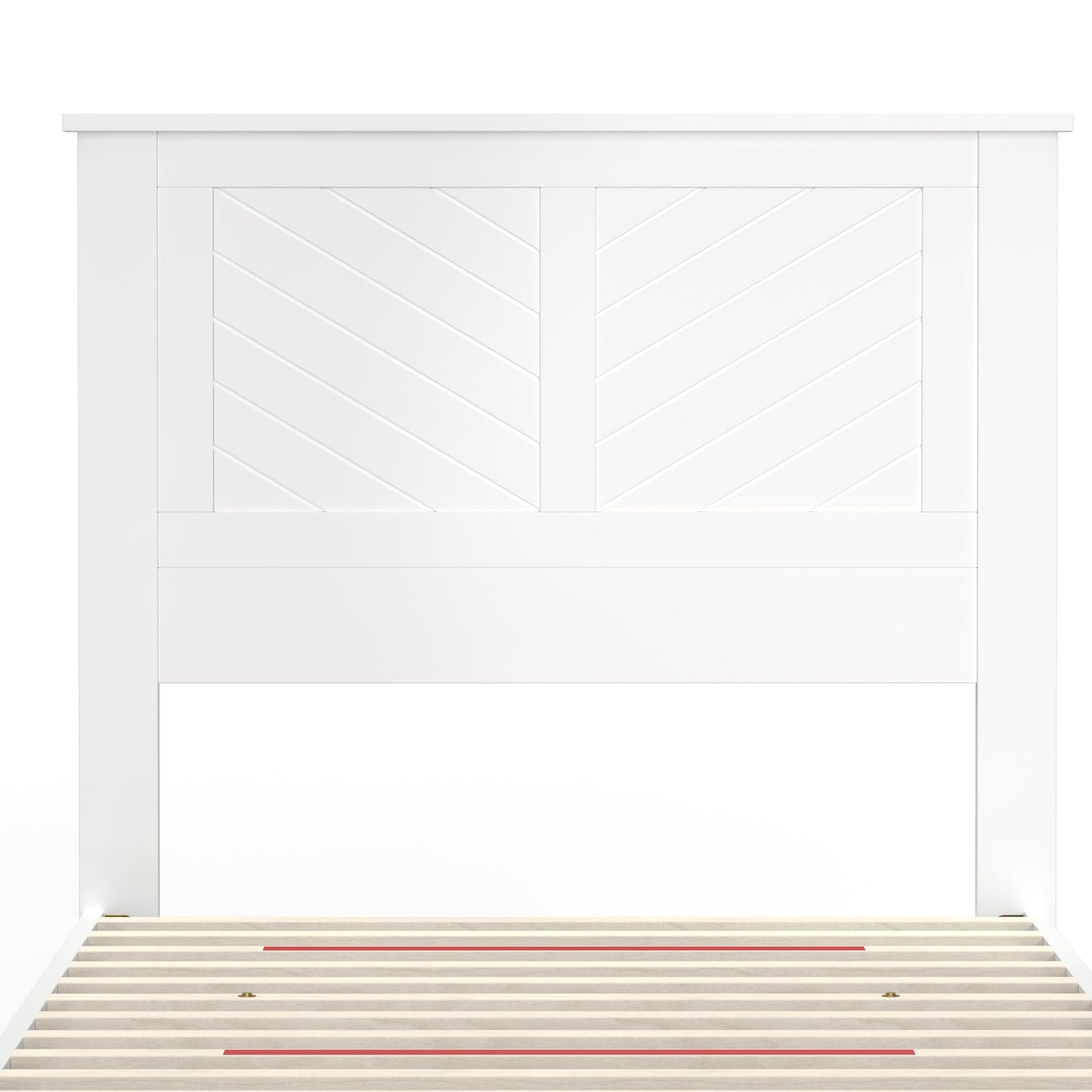 ComfIQ Serene Solid Wood Modern Farmhouse Platform Bed with Chevron Scoring Headboard