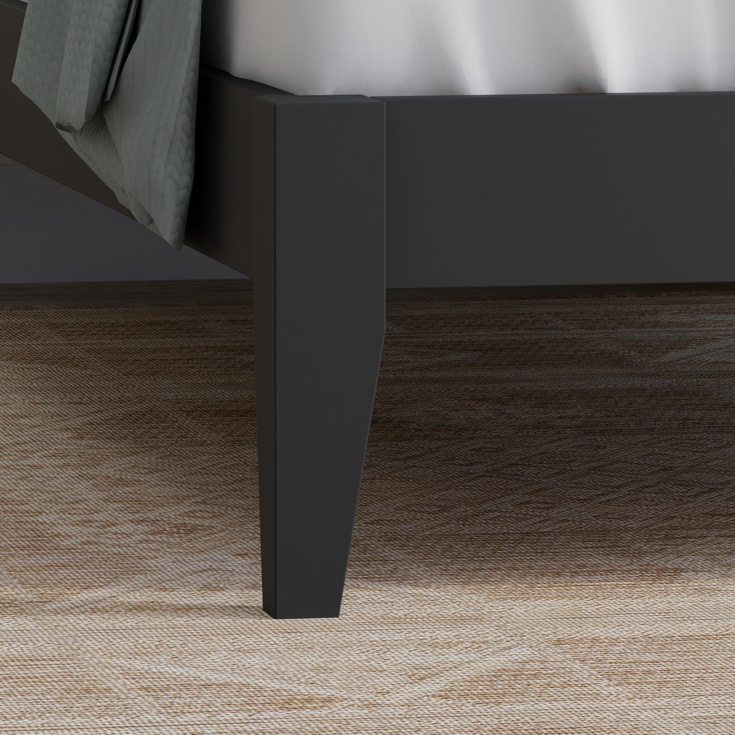 ComfIQ Serene Solid Wood Modern Farmhouse Platform Bed with Chevron Scoring Headboard