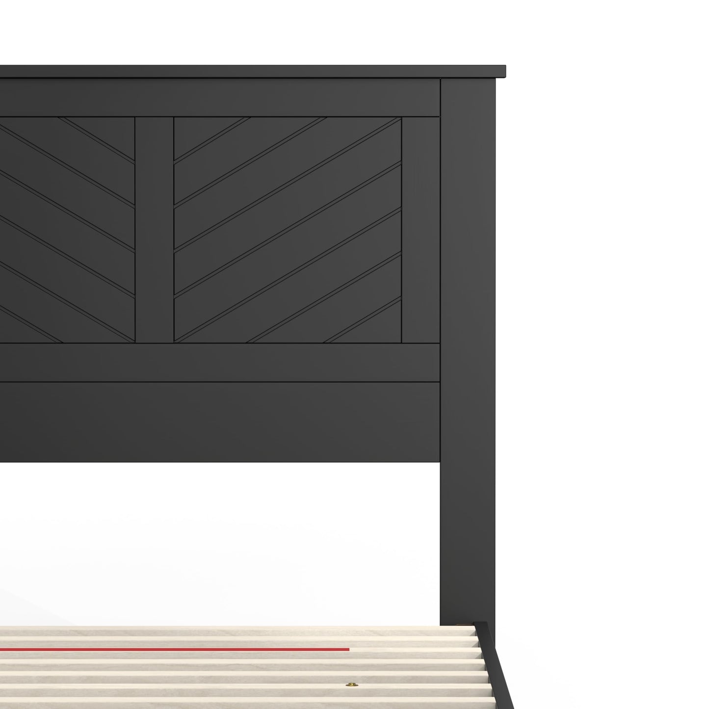 ComfIQ Serene Solid Wood Modern Farmhouse Platform Bed with Chevron Scoring Headboard
