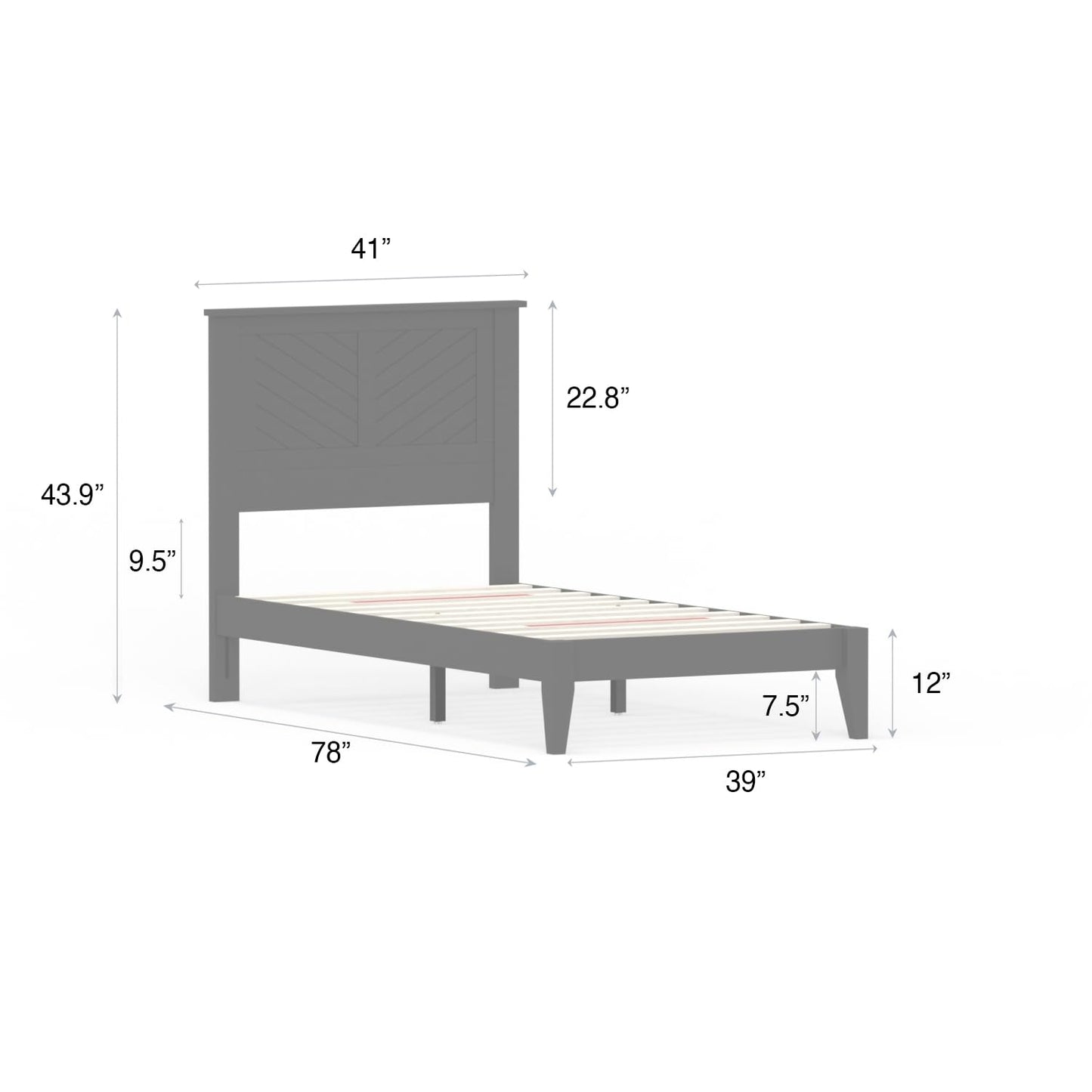ComfIQ Serene Solid Wood Modern Farmhouse Platform Bed with Chevron Scoring Headboard