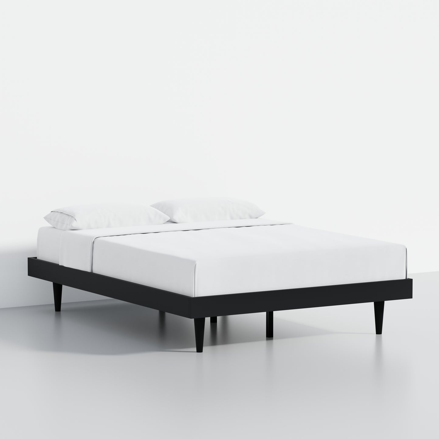 ComfIQ HavenWood Modern Solid Wood Platform Bed with Optional Adjustable Headboard with Cushion