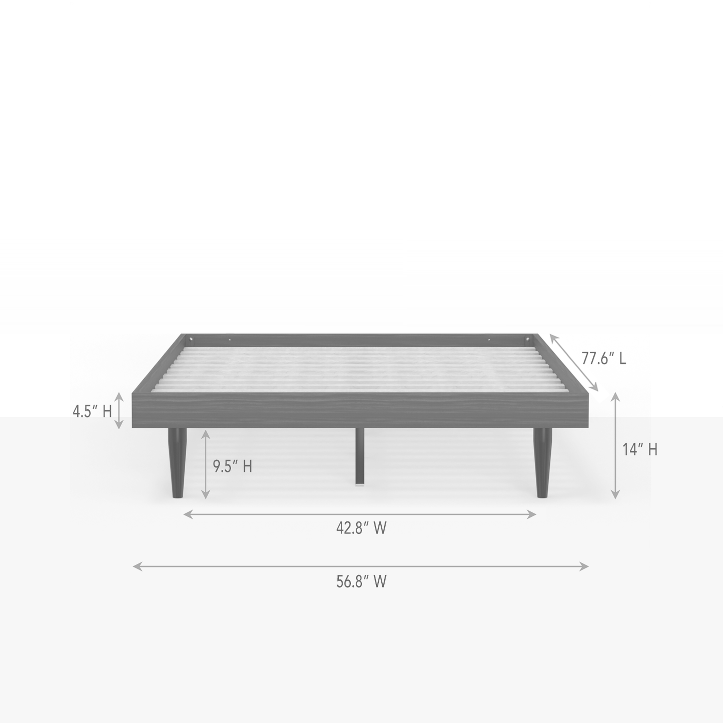 ComfIQ HavenWood Modern Solid Wood Platform Bed with Optional Adjustable Headboard with Cushion