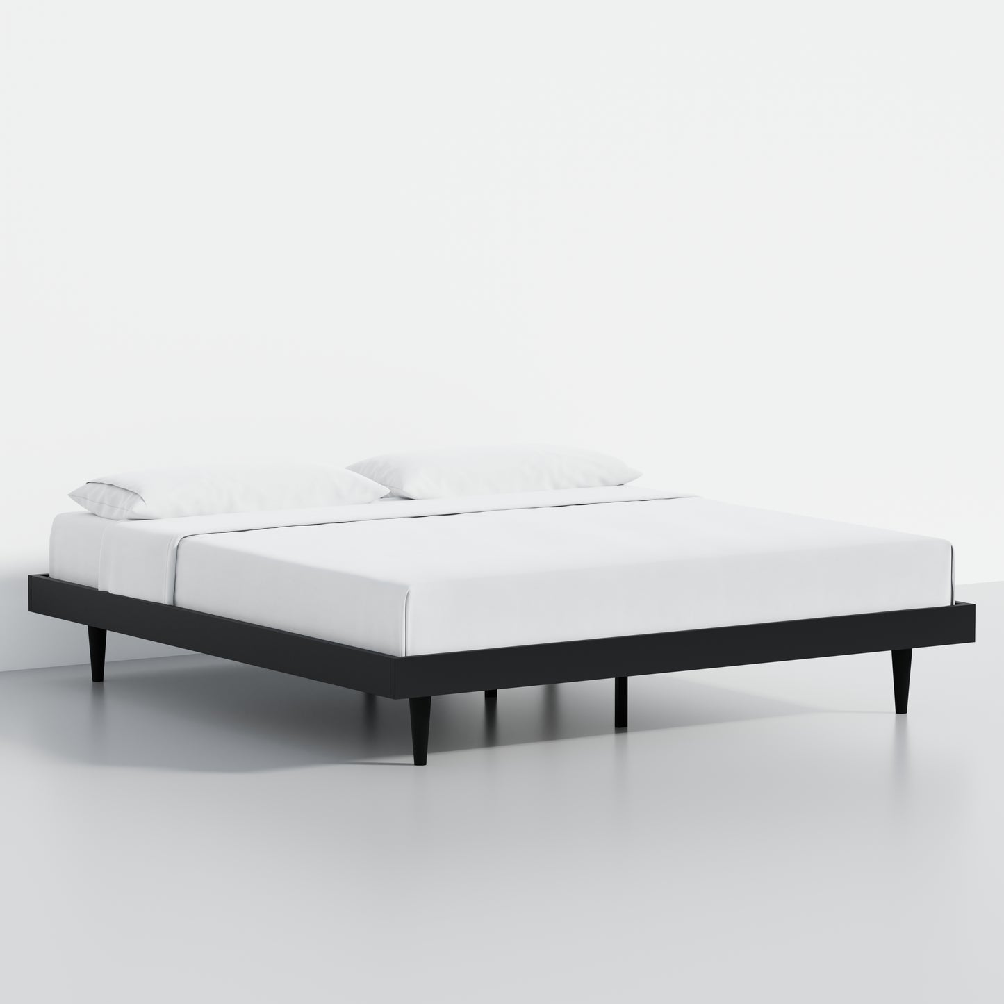 ComfIQ HavenWood Modern Solid Wood Platform Bed with Optional Adjustable Headboard with Cushion