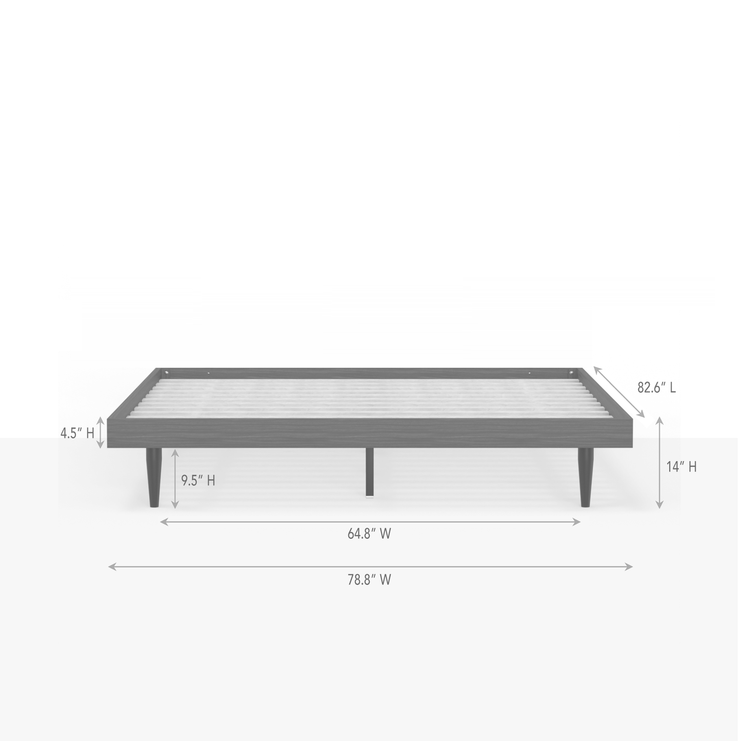 ComfIQ HavenWood Modern Solid Wood Platform Bed with Optional Adjustable Headboard with Cushion