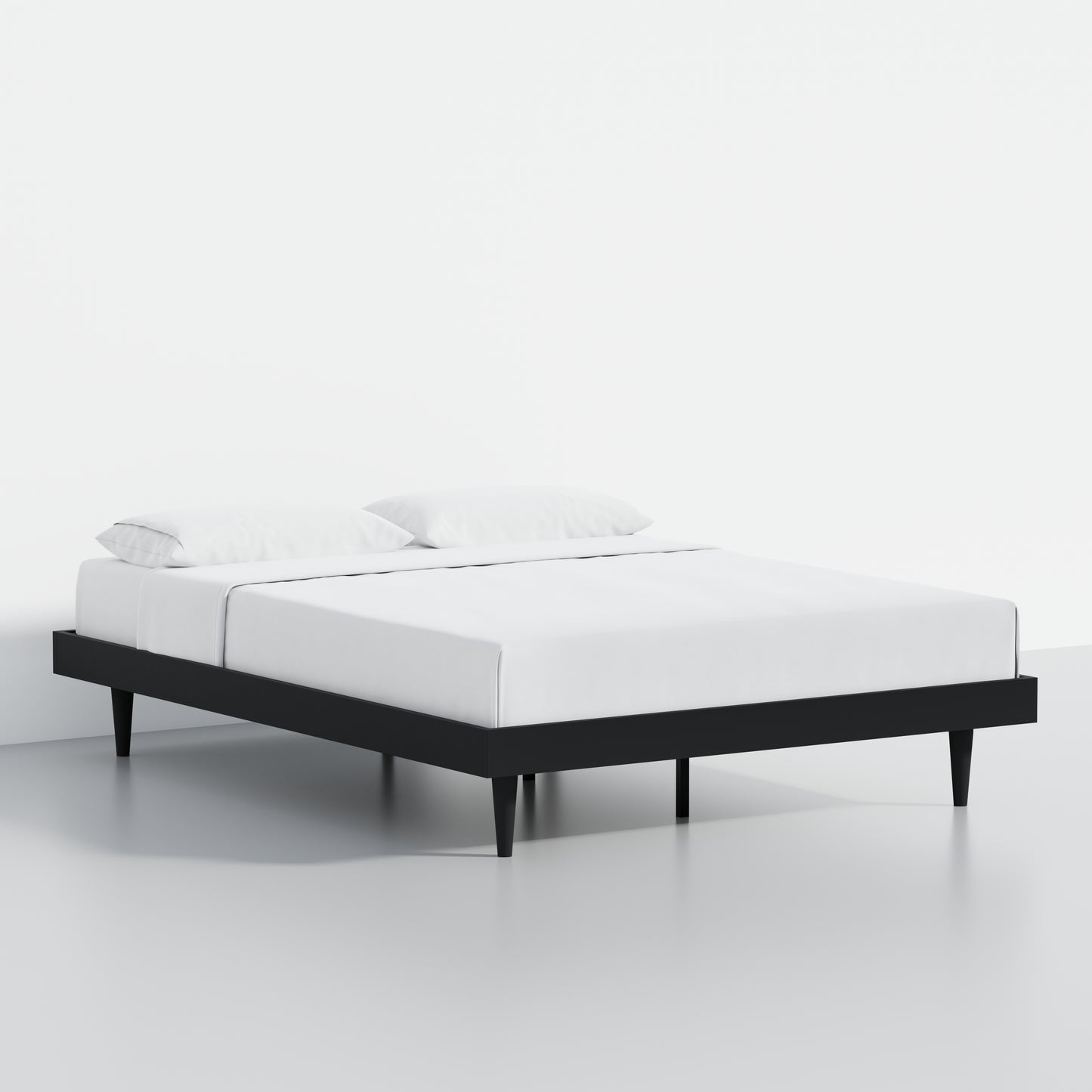 ComfIQ HavenWood Modern Solid Wood Platform Bed with Optional Adjustable Headboard with Cushion