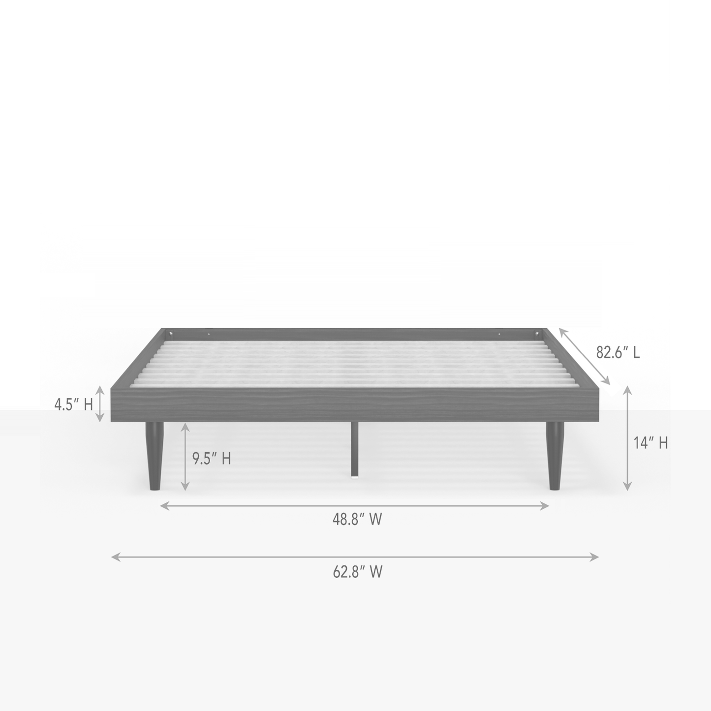 ComfIQ HavenWood Modern Solid Wood Platform Bed with Optional Adjustable Headboard with Cushion