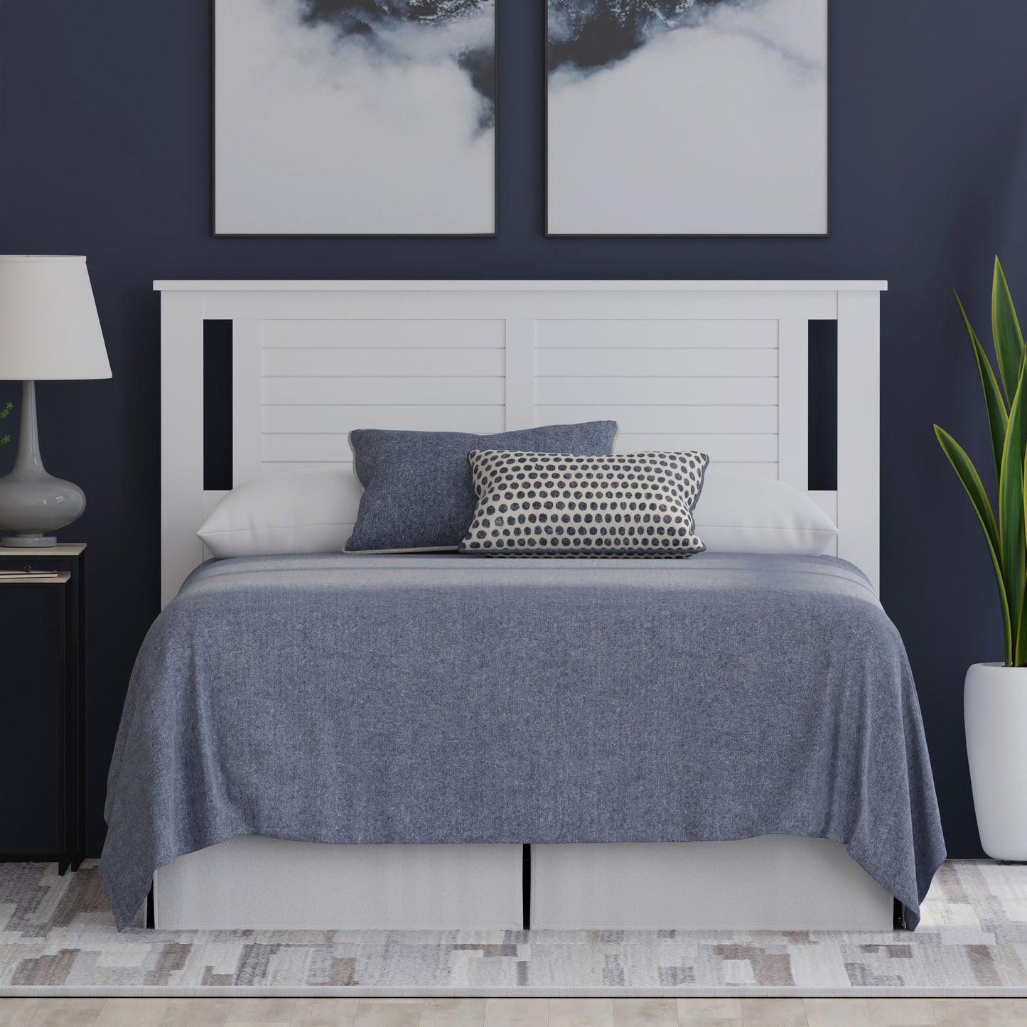ComfIQ Serene Solid Wood Modern Farmhouse Panel Headboard with Horizontal Scoring