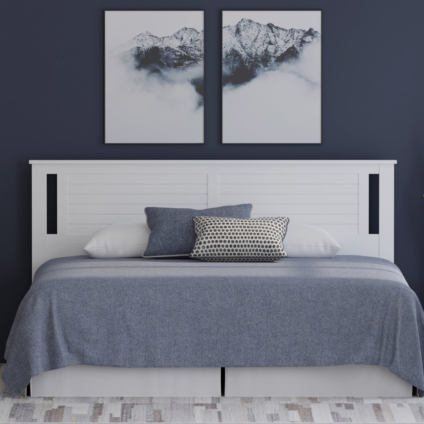 ComfIQ Serene Solid Wood Modern Farmhouse Panel Headboard with Horizontal Scoring