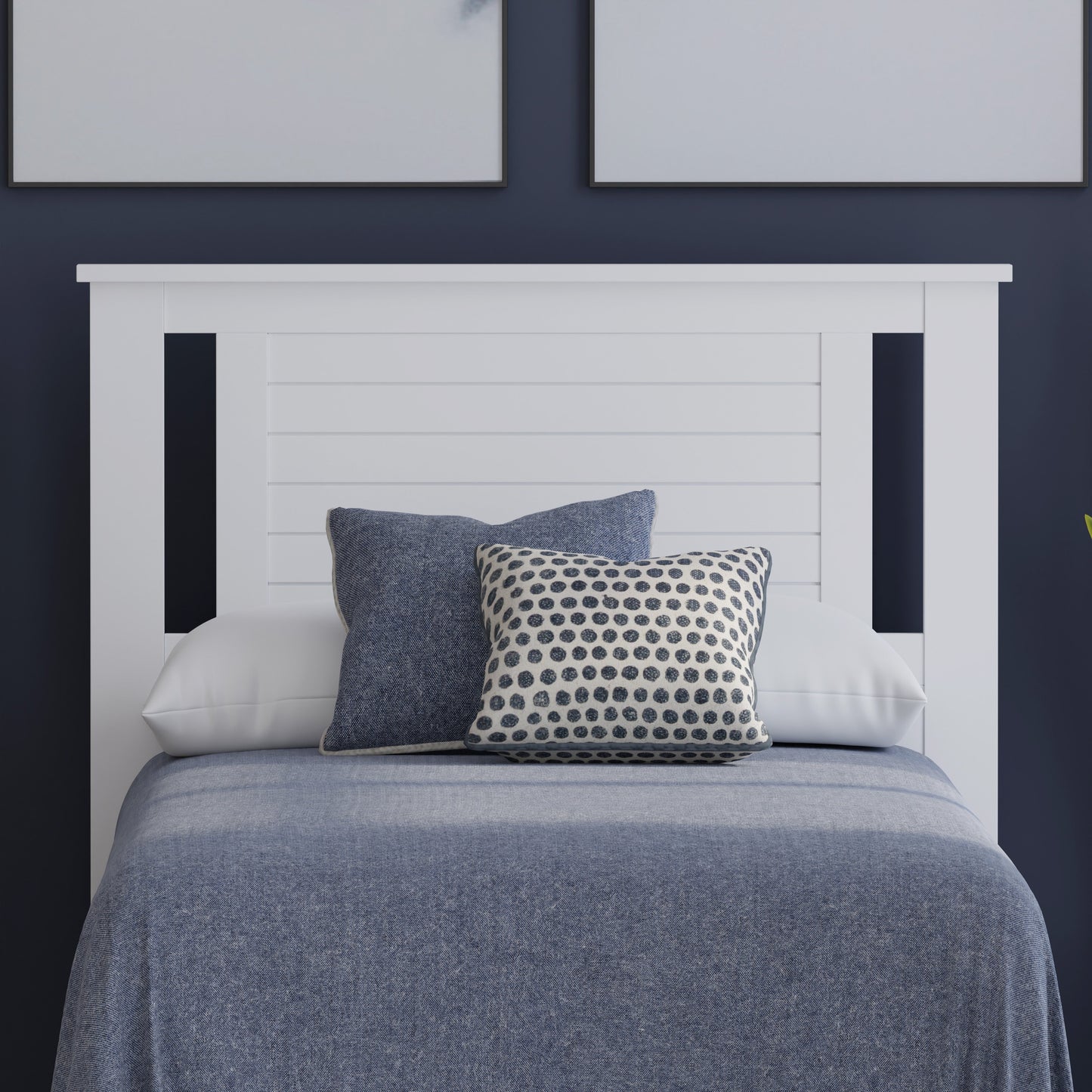 ComfIQ Serene Solid Wood Modern Farmhouse Panel Headboard with Horizontal Scoring
