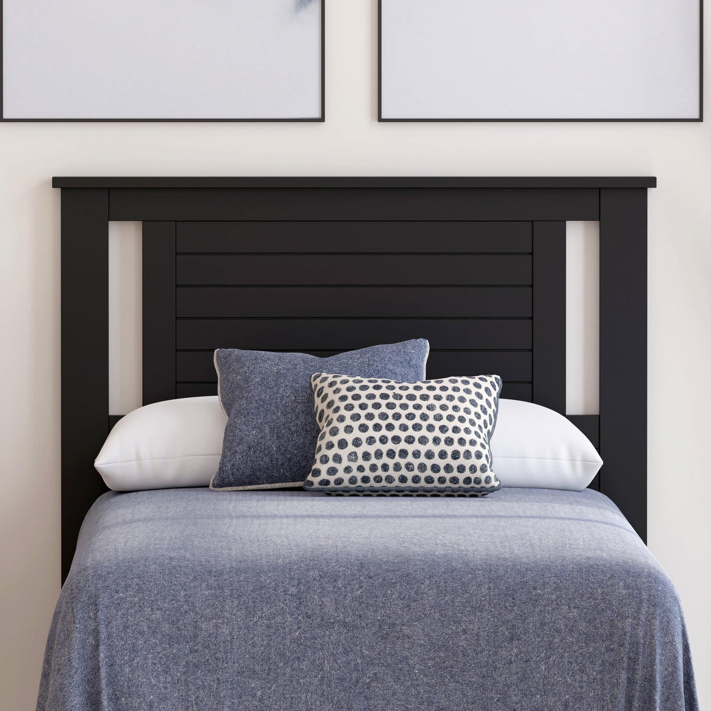ComfIQ Serene Solid Wood Modern Farmhouse Panel Headboard with Horizontal Scoring