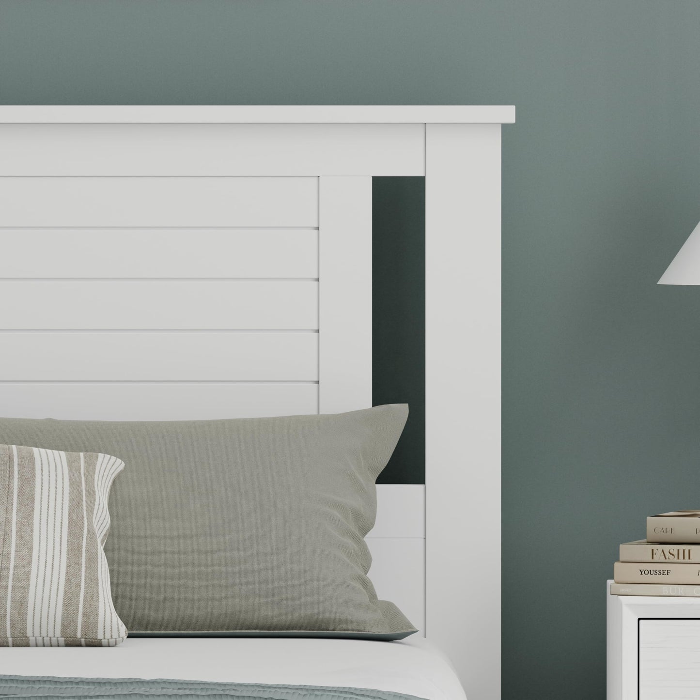 ComfIQ Serene Solid Wood Modern Farmhouse Panel Headboard with Horizontal Scoring