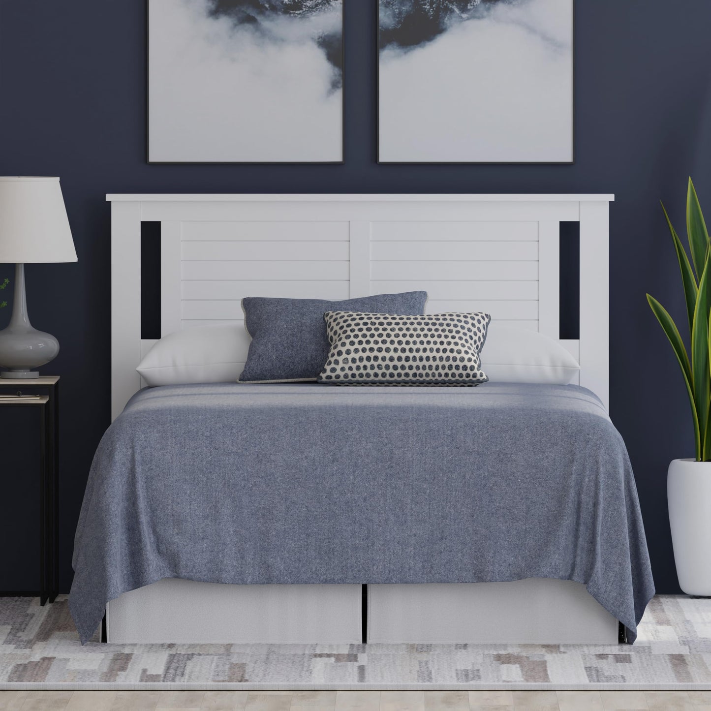 ComfIQ Serene Solid Wood Modern Farmhouse Panel Headboard with Horizontal Scoring