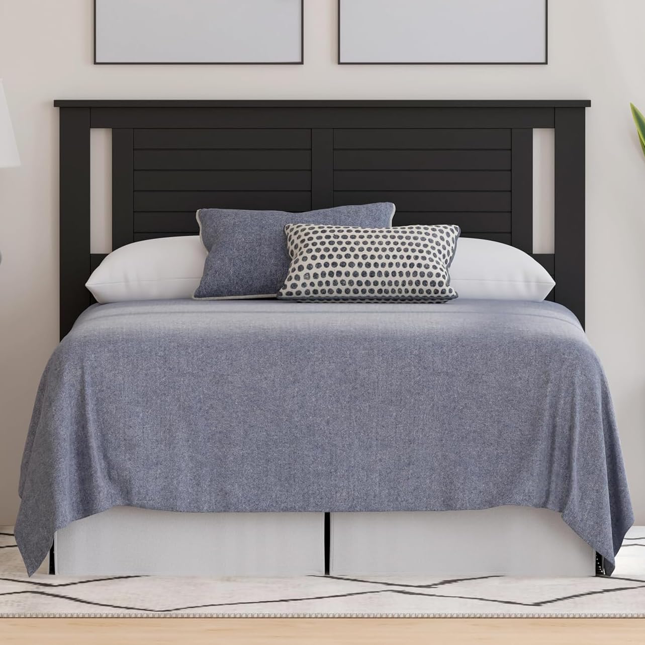 ComfIQ Serene Solid Wood Modern Farmhouse Panel Headboard with Horizontal Scoring