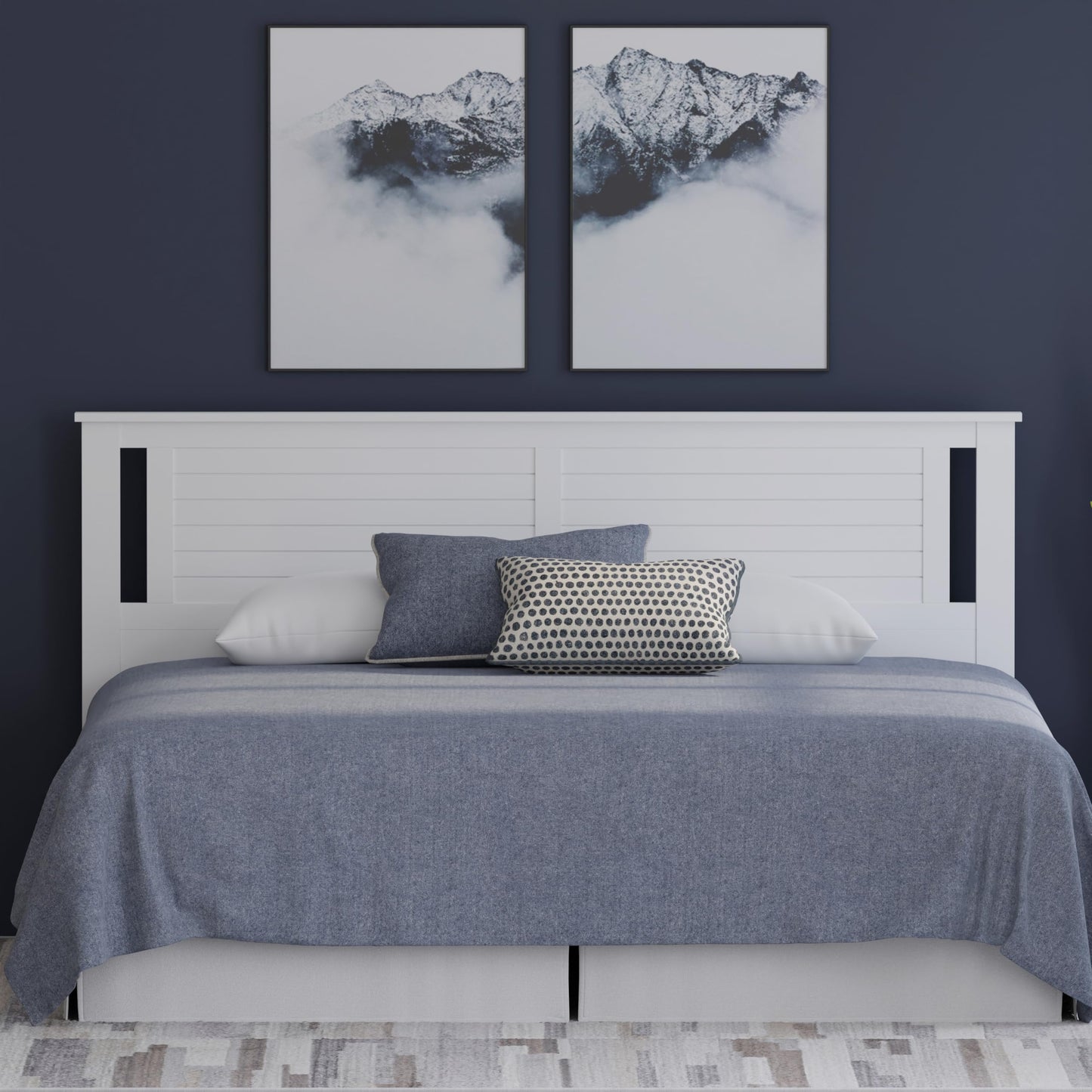 ComfIQ Serene Solid Wood Modern Farmhouse Panel Headboard with Horizontal Scoring