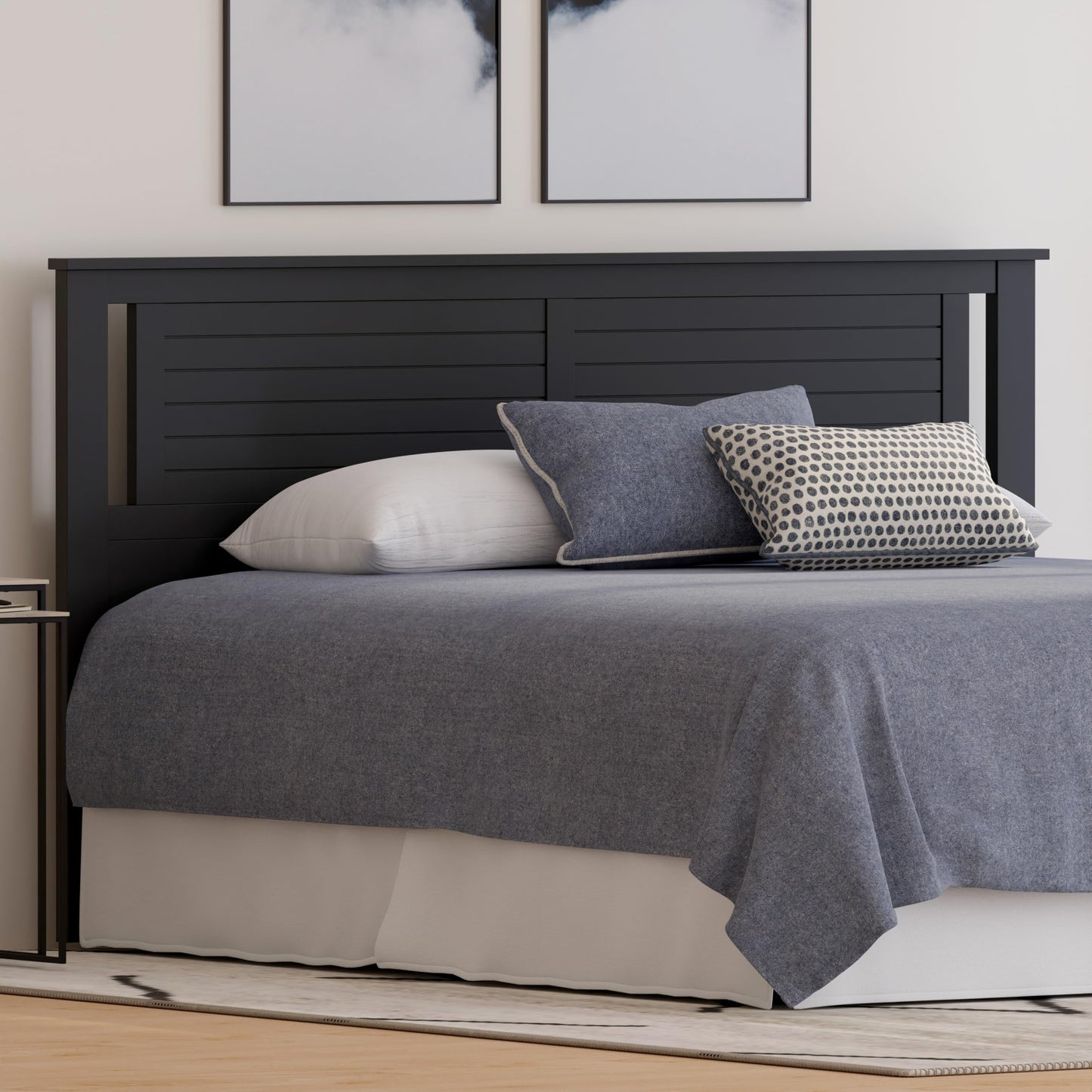 ComfIQ Serene Solid Wood Modern Farmhouse Panel Headboard with Horizontal Scoring